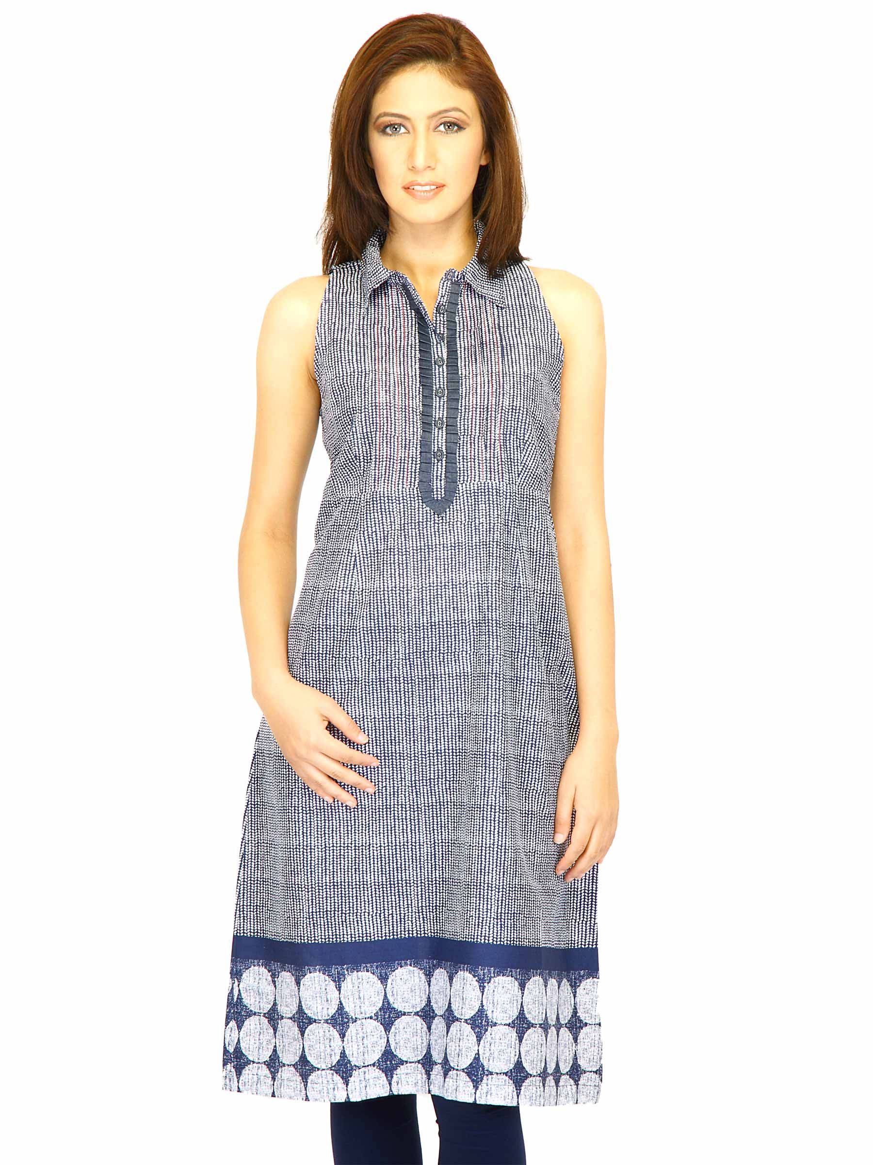 W Women Printed Navy Blue Kurtas