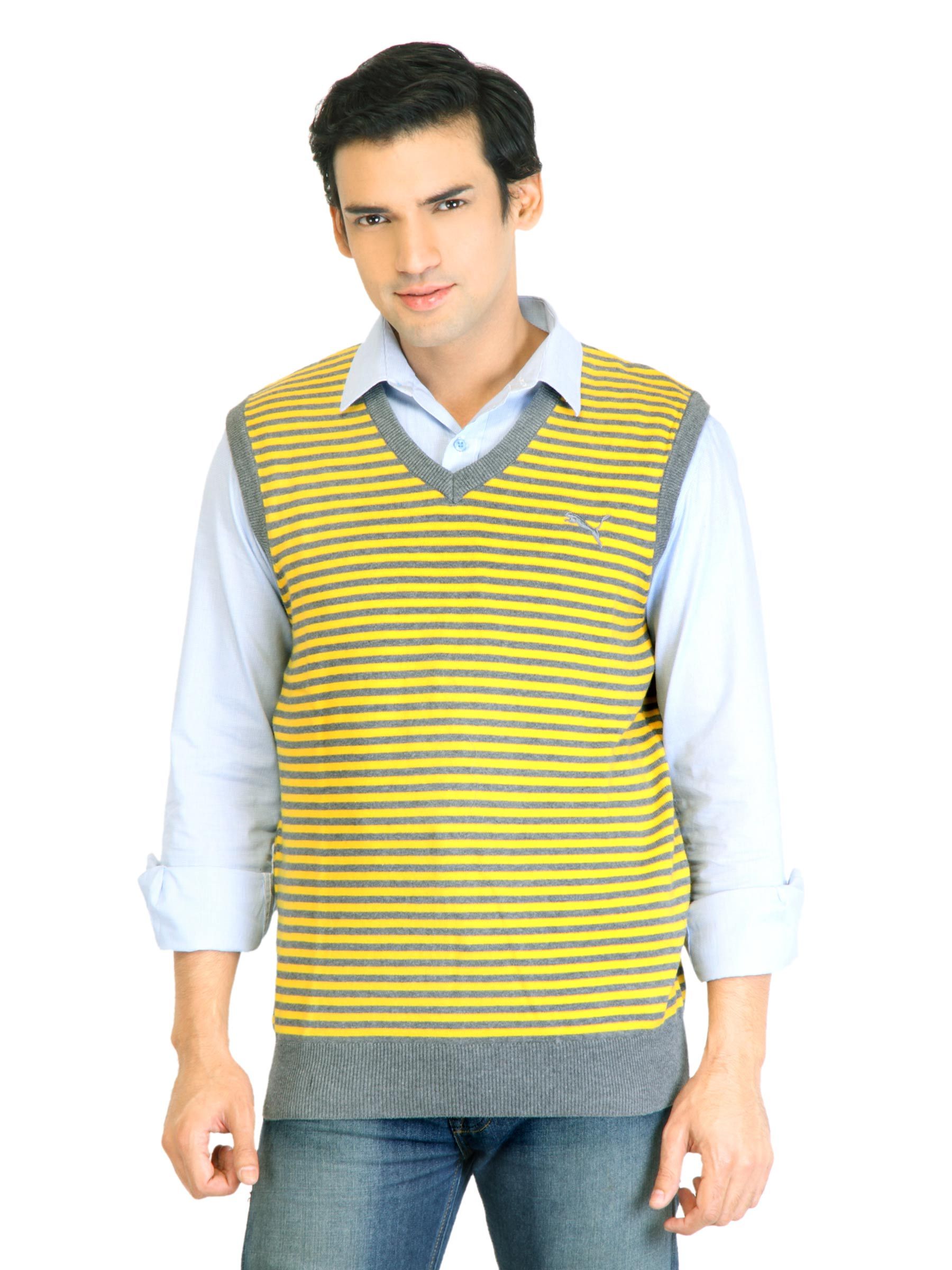 Puma Men Stripped SL Yellow Sweater