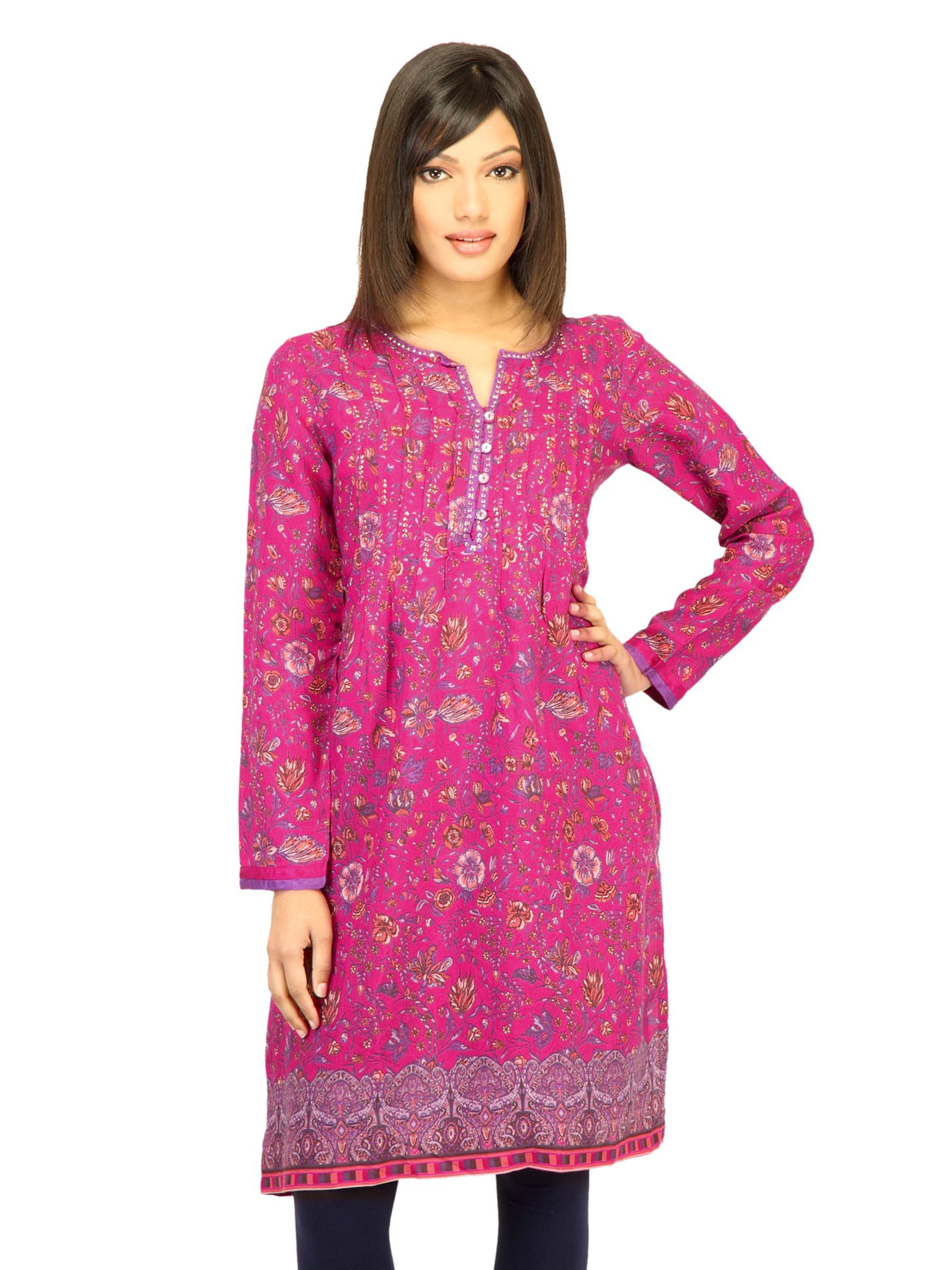 BIBA Women Printed Pink Kurta