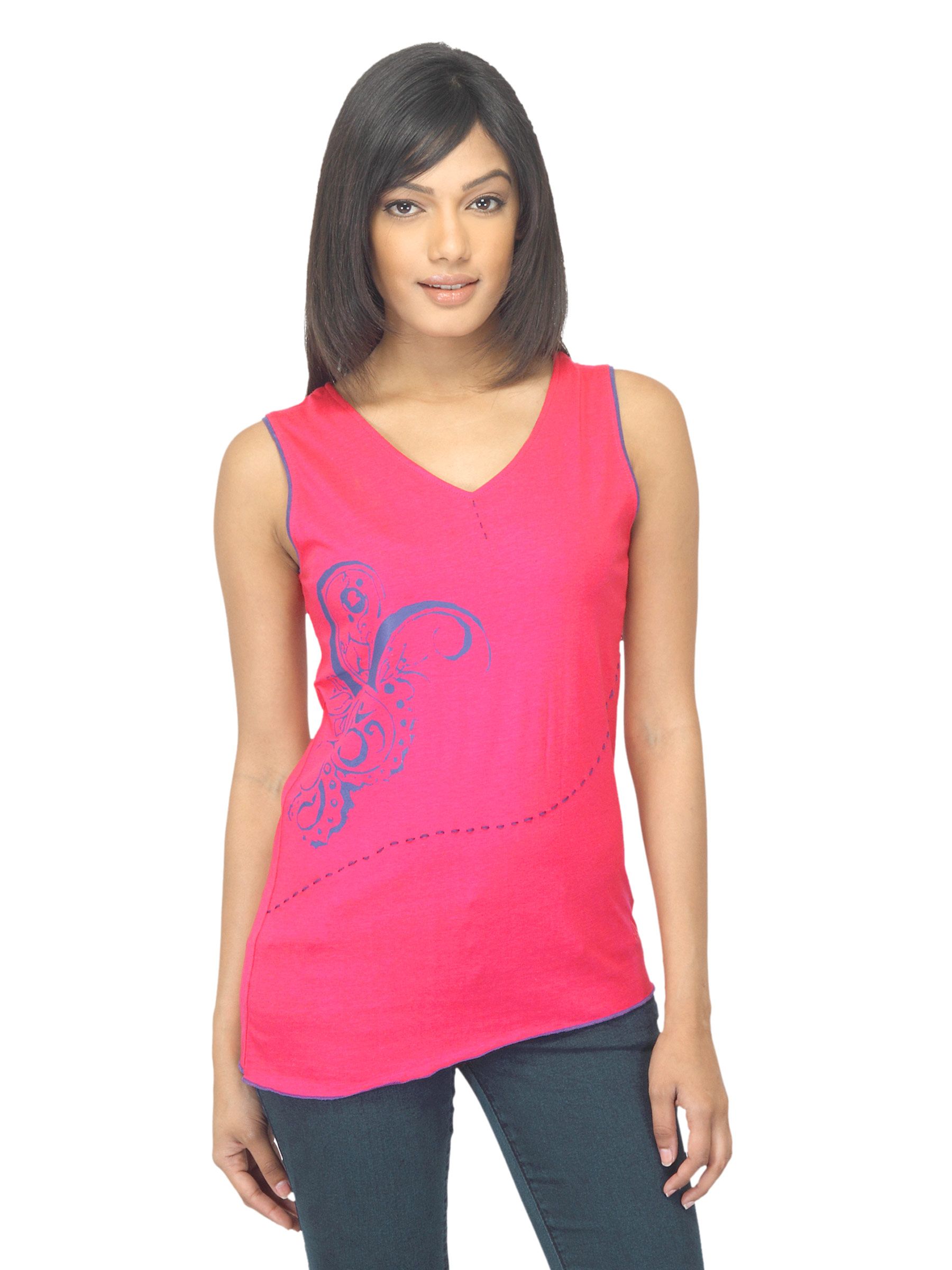 Urban Yoga Women Printed Magenta Top