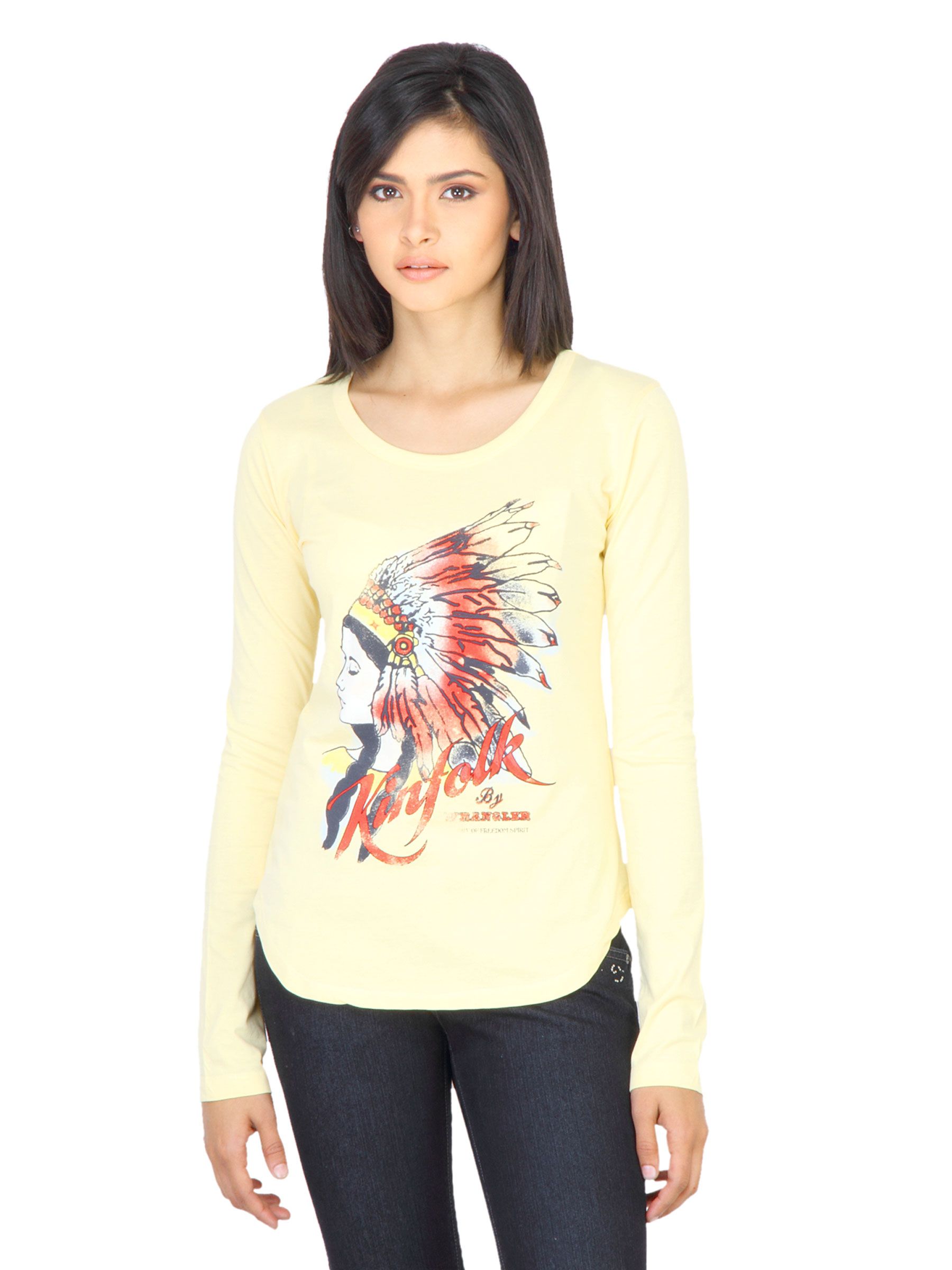 Wrangler Women Printed Yellow T-shirt