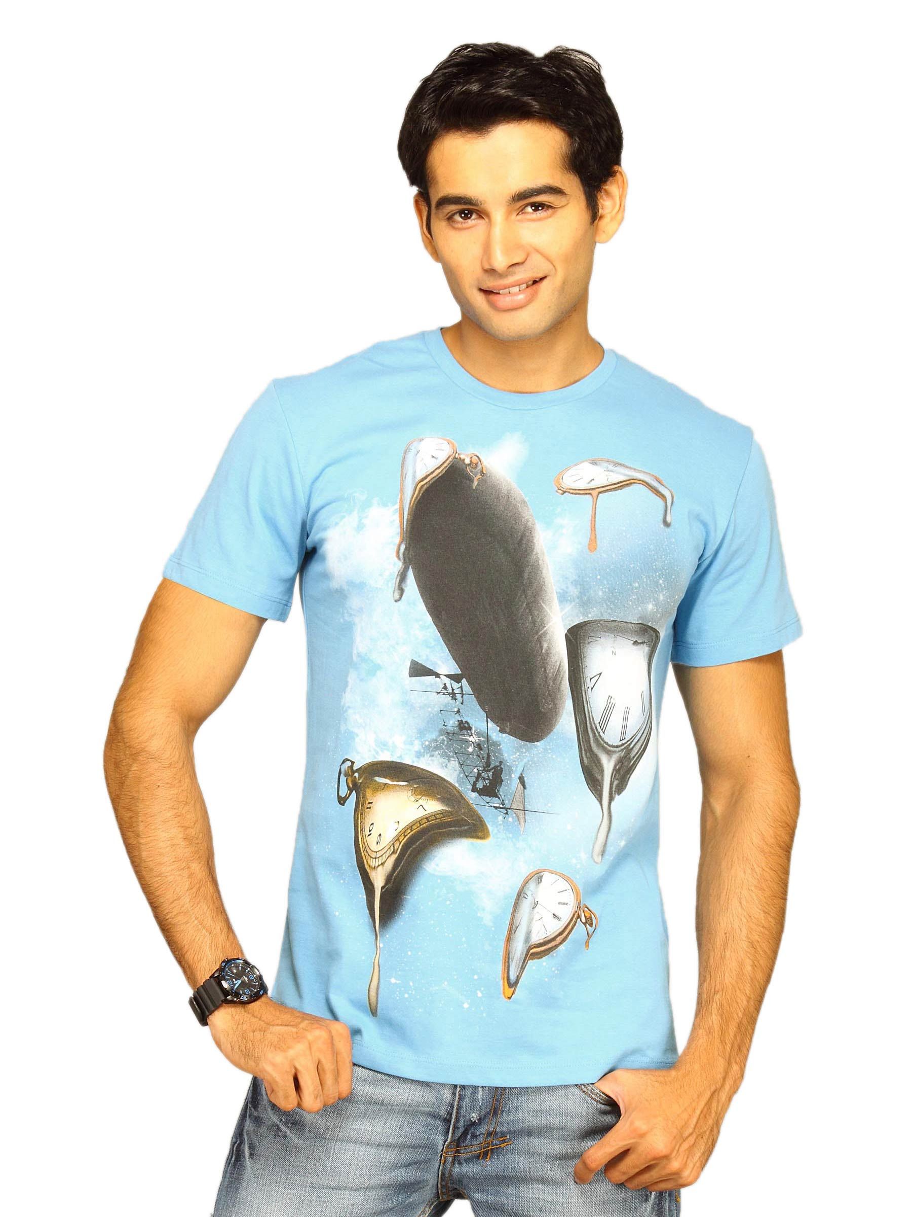 Free Authority Men's Melting Times Blue T-shirt