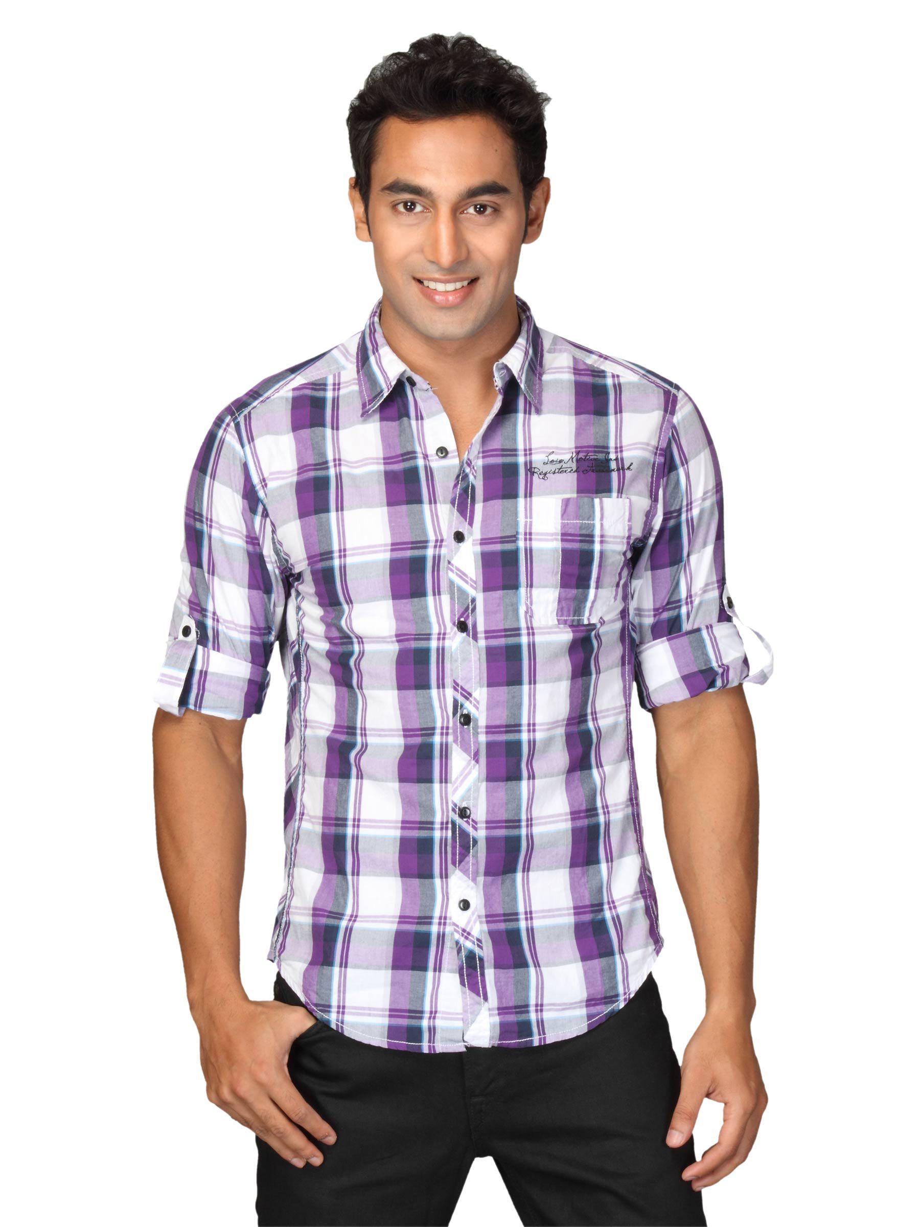 Locomotive Men Check Ladislav Purple Shirts