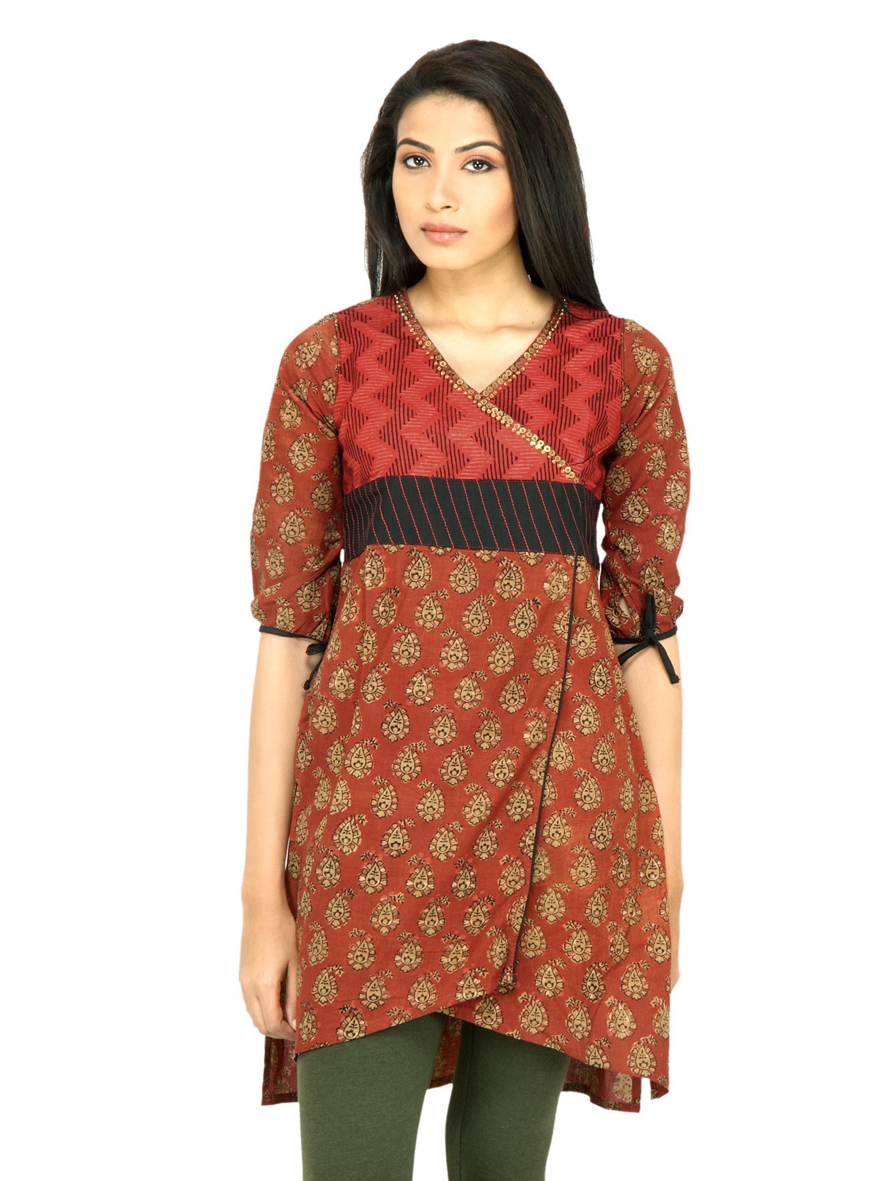 Mother Earth Women Printed Red Kurta