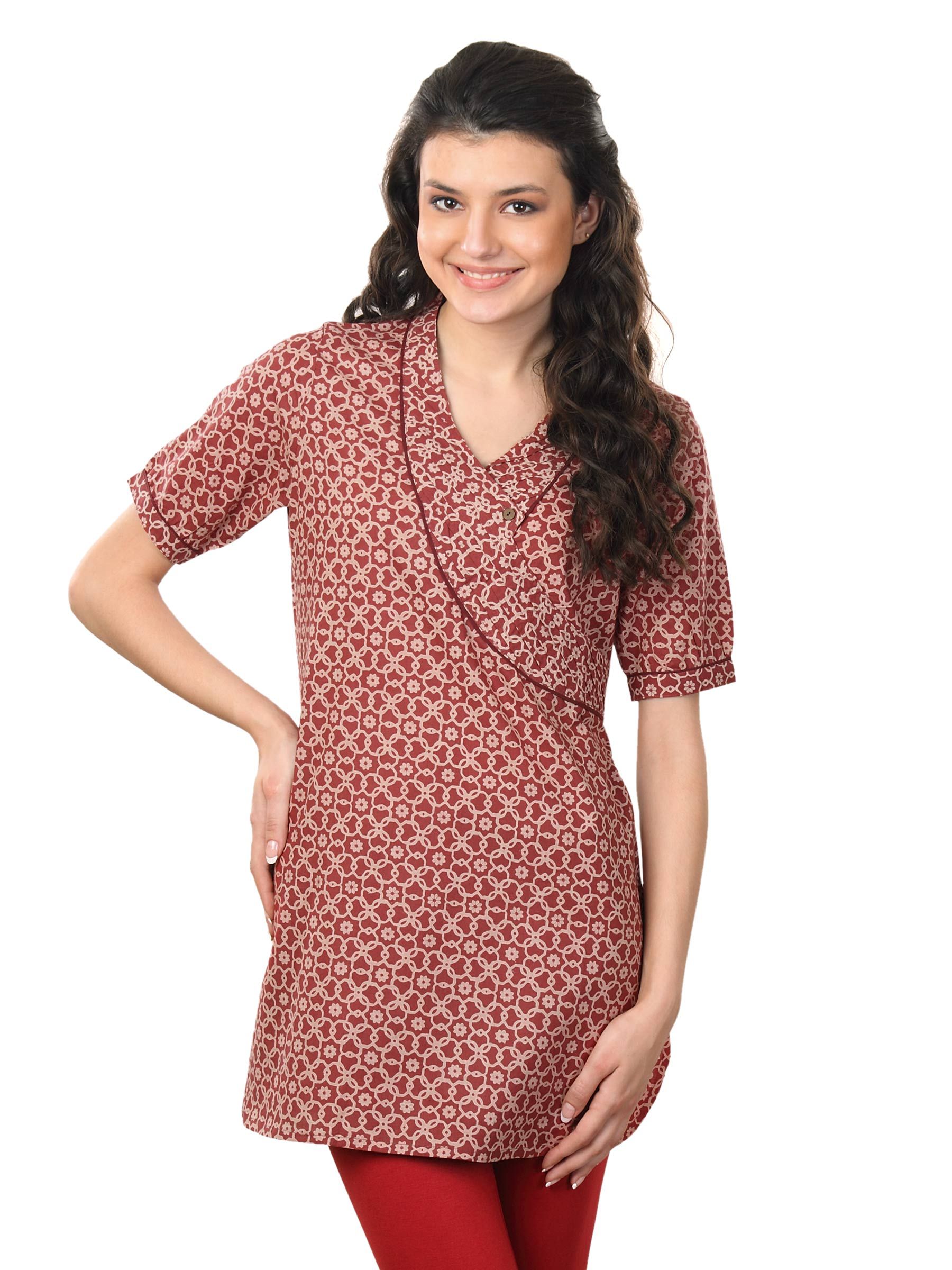 Fabindia Women Printed Red Tunic
