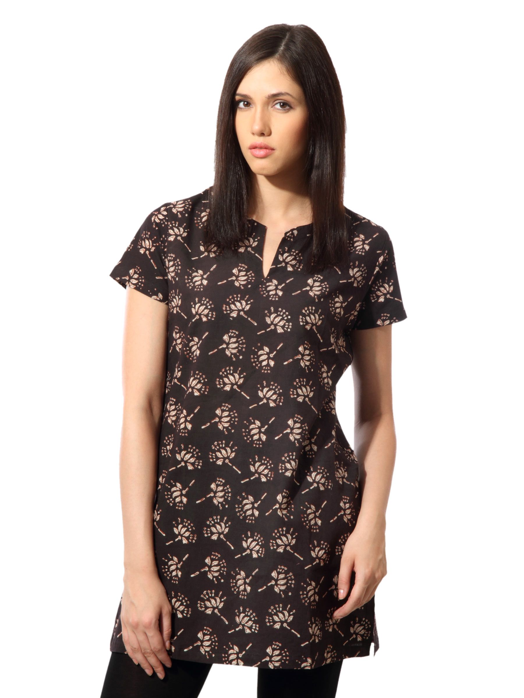 Fabindia Women Printed Dark Brown Kurtis