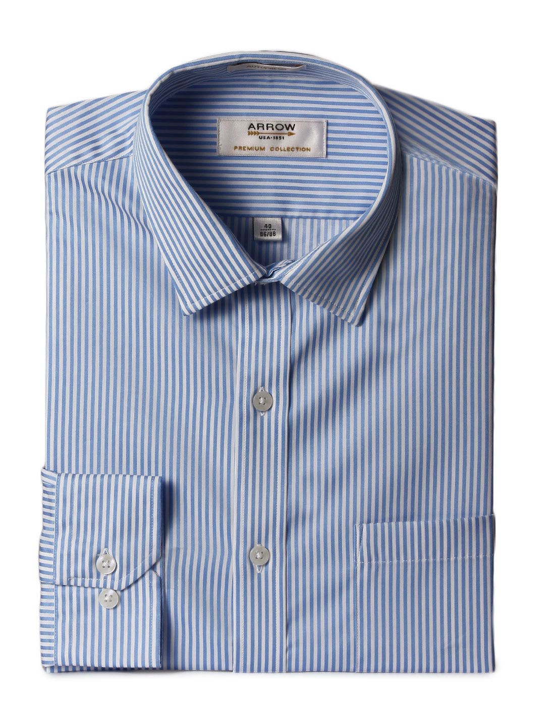 Arrow Men Blue Striped Slim Fit Shirt
