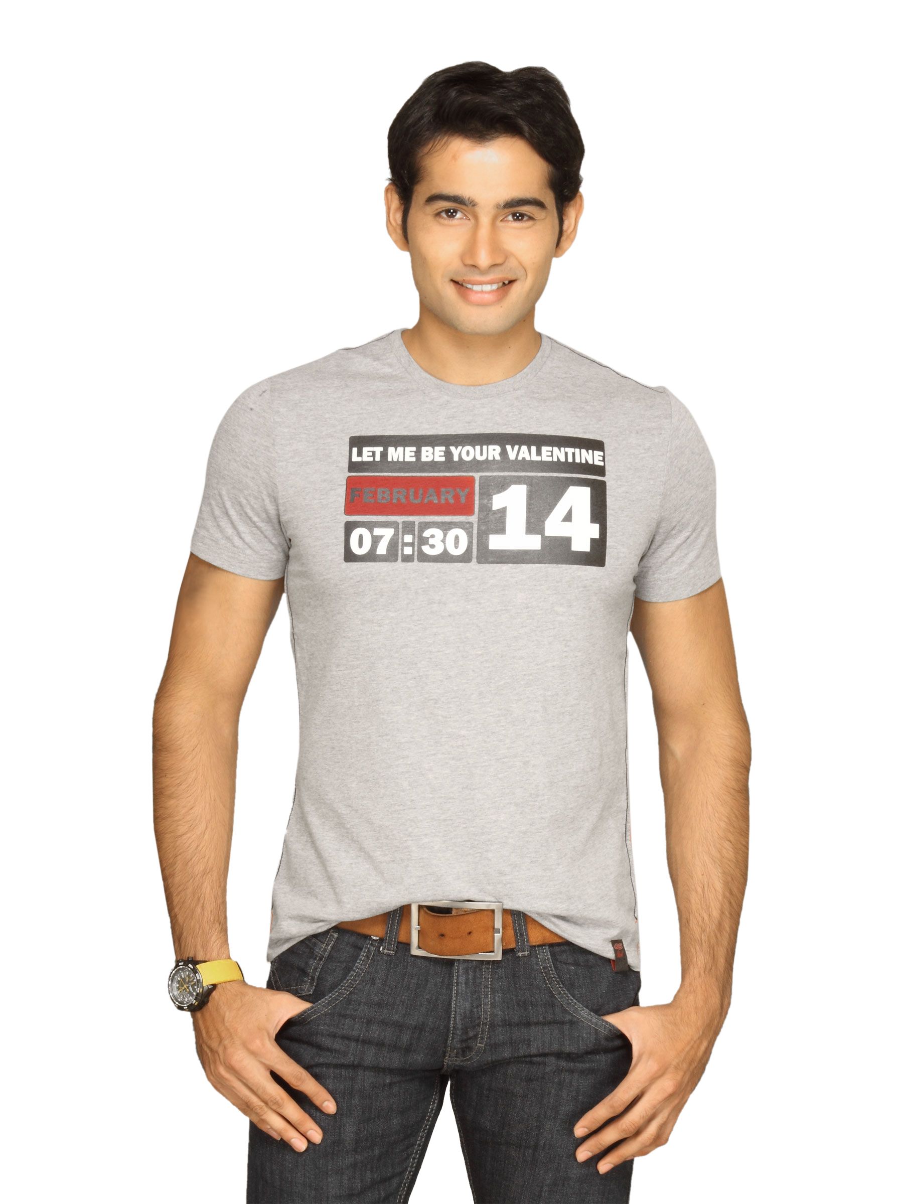 s.Oliver Men's Let Me Be Your Valentine Grey T-shirt