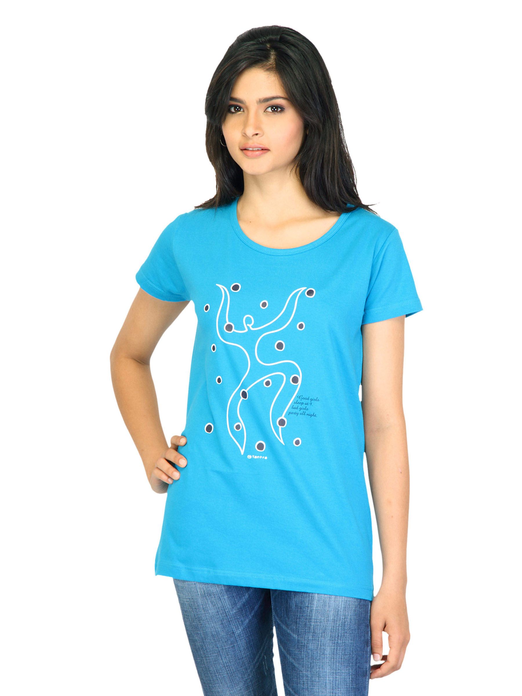 Tantra Women Blue Printed T-shirt
