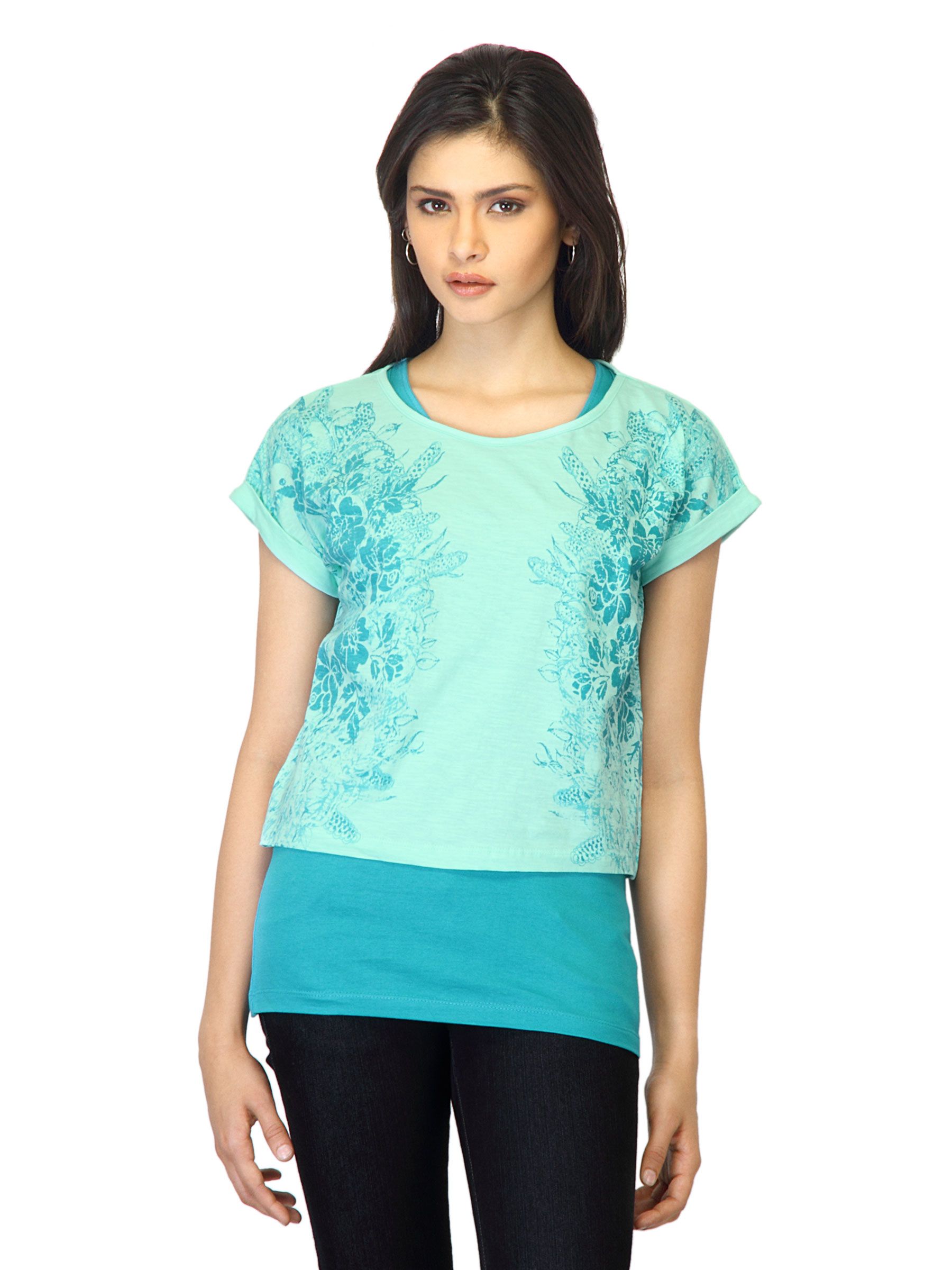 Jealous 21 Women Printed Green Top