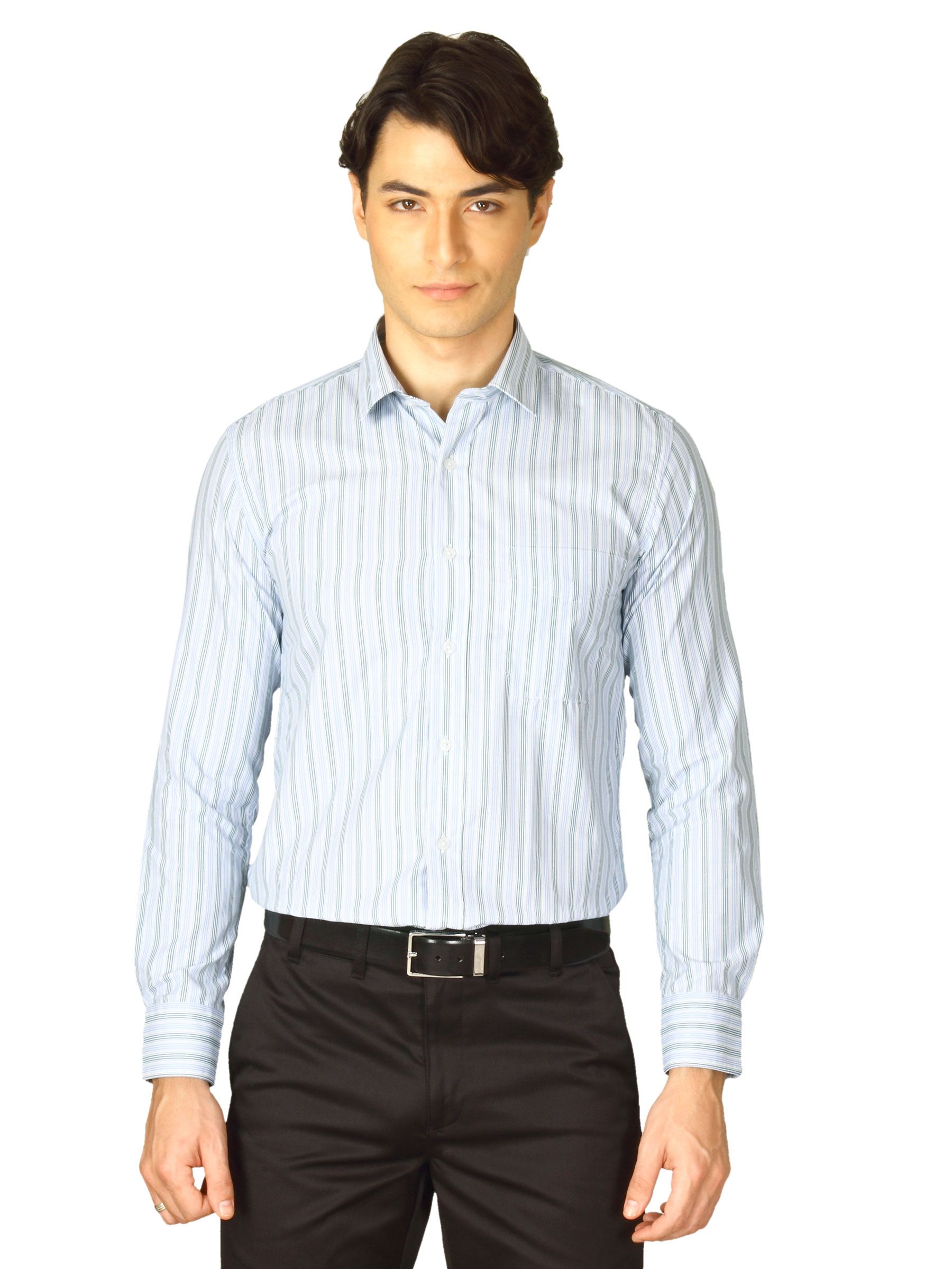 Mark Taylor Men White Striped Shirt