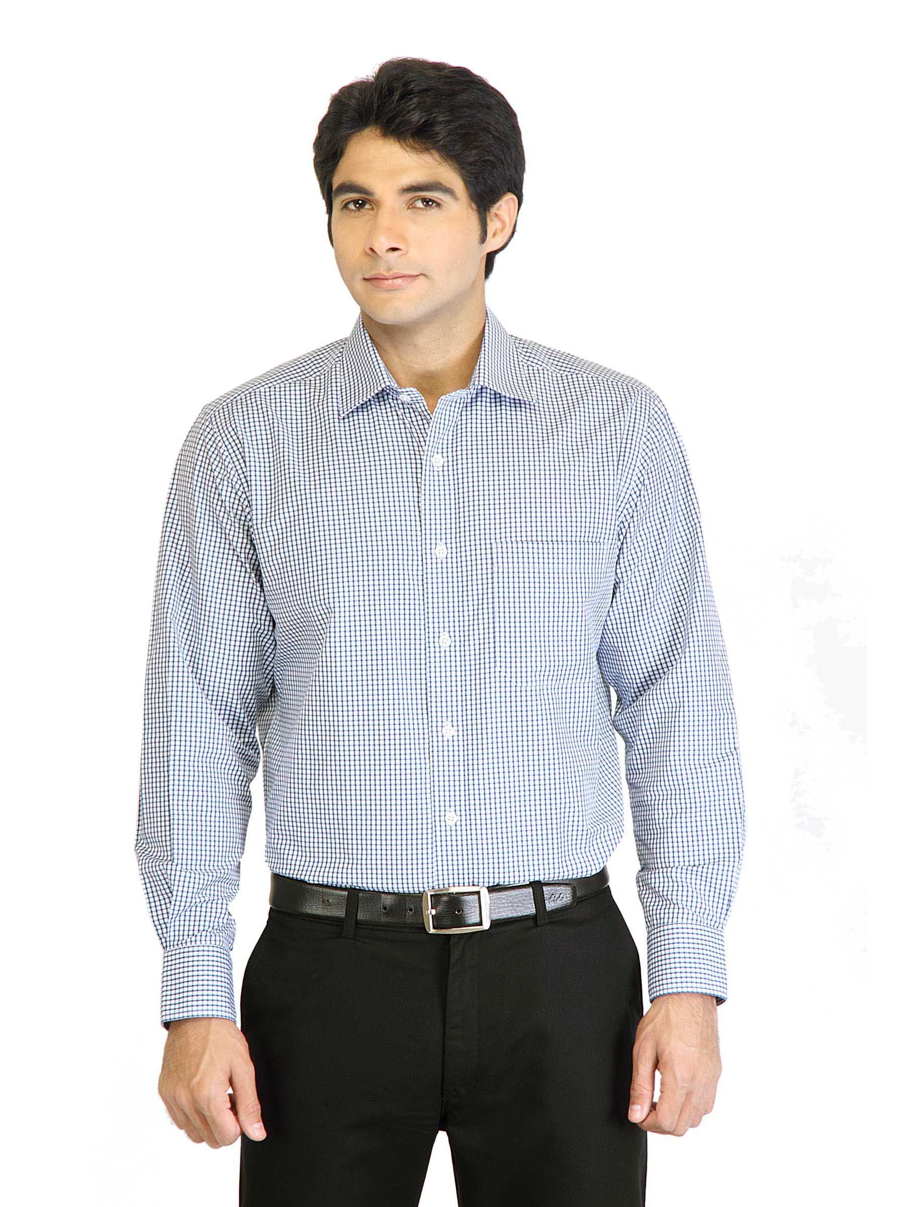 Peter England Men Check Blue Shirt