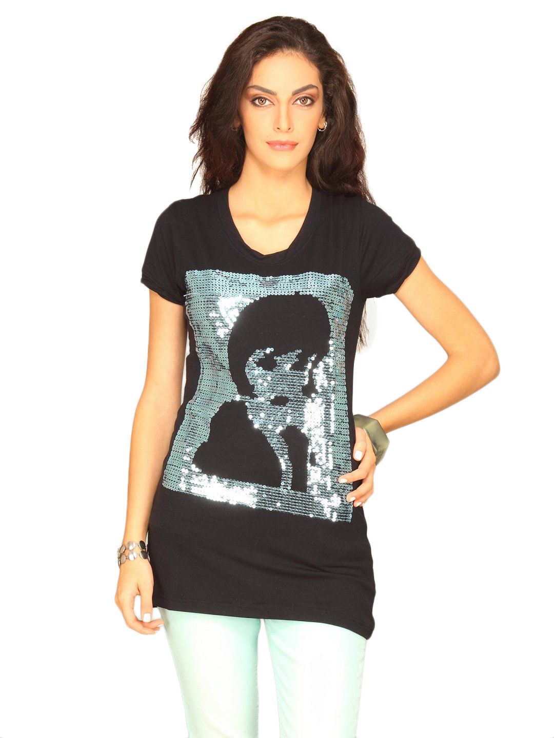 Jealous 21 Women's Black Sequined Top
