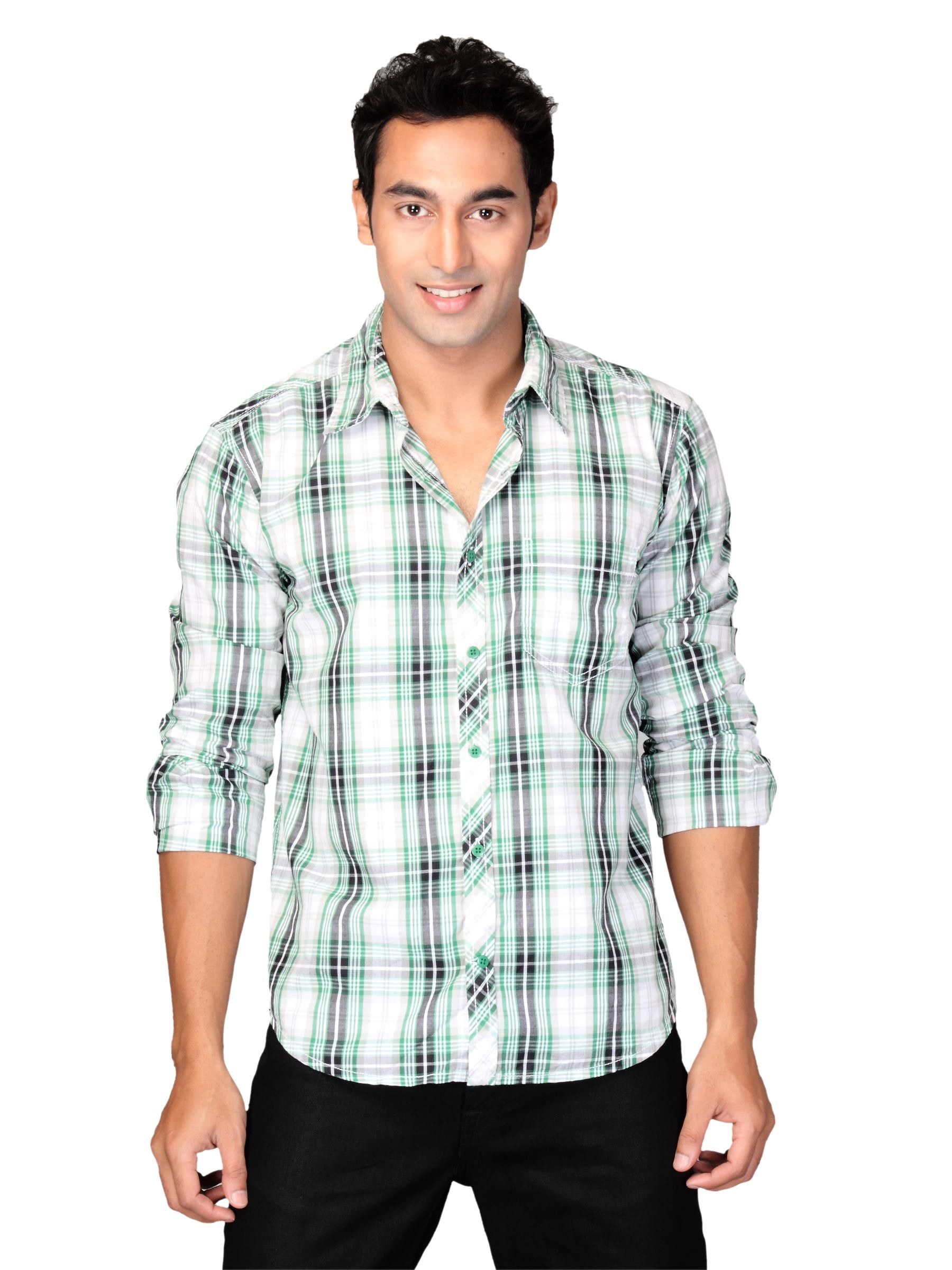 Highlander Men Green Checked Halford Slim Fit Shirt