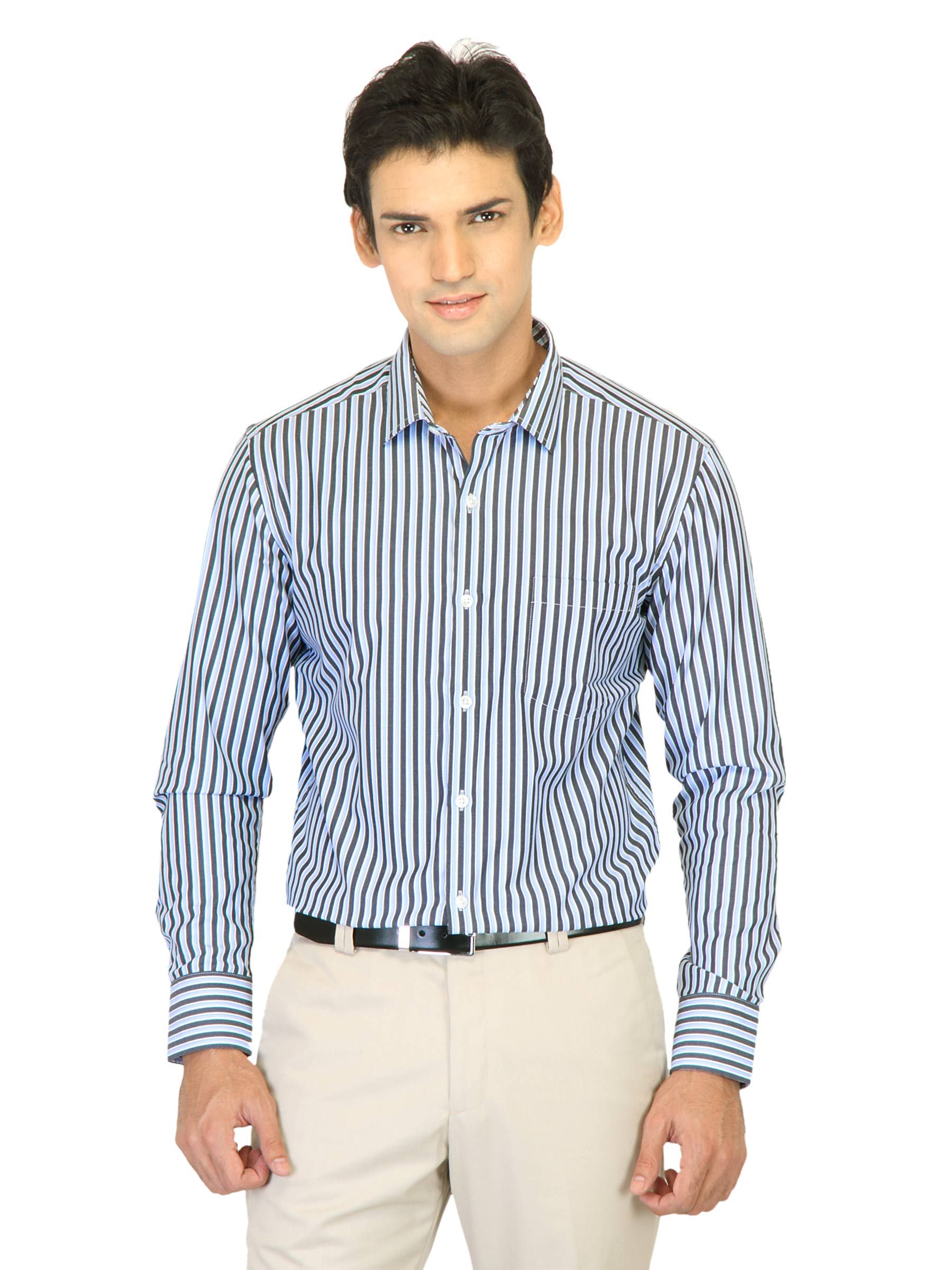 John Miller Men Stripes Black Shirts