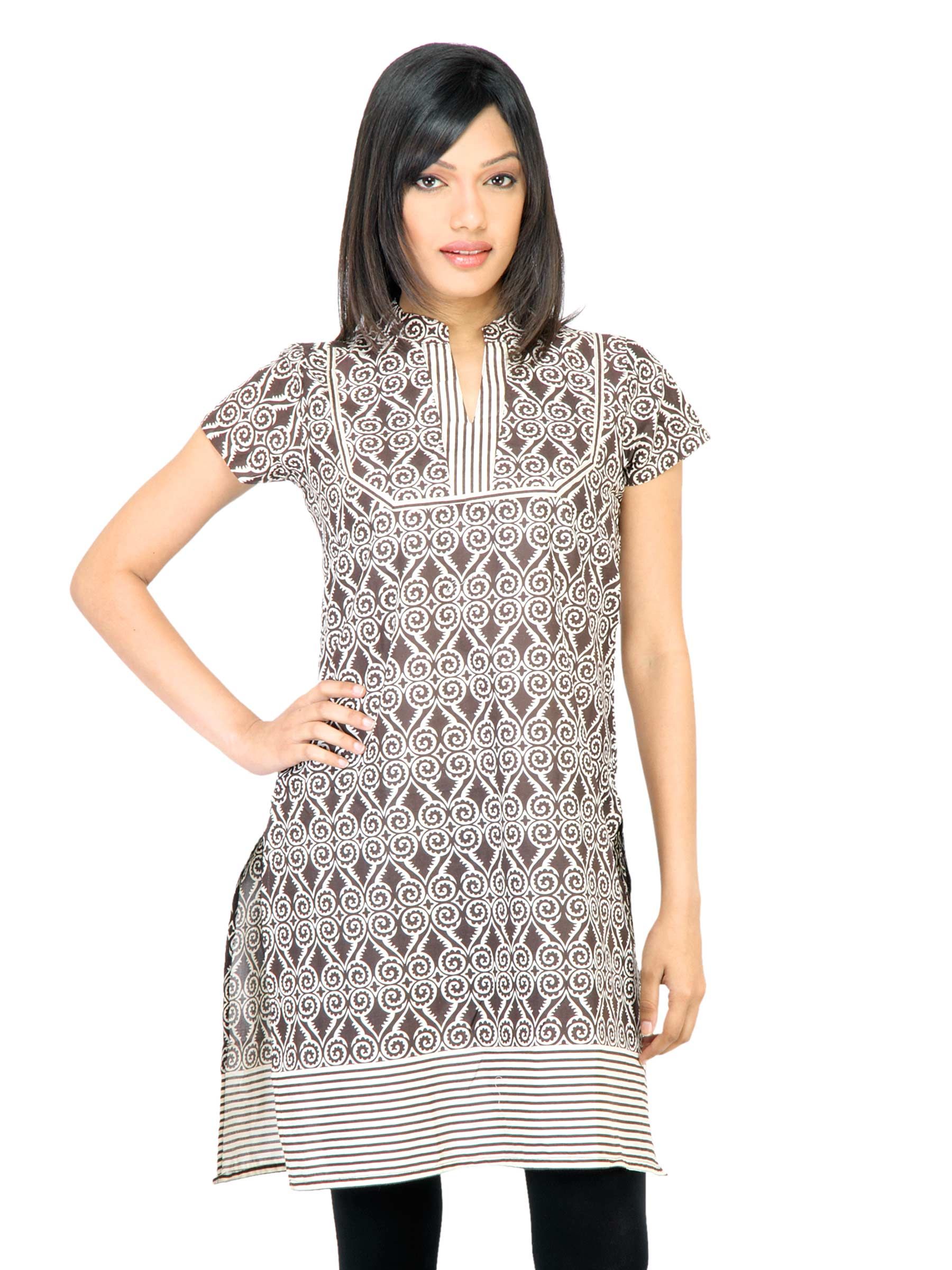 Vishudh Women Printed Brown Kurta