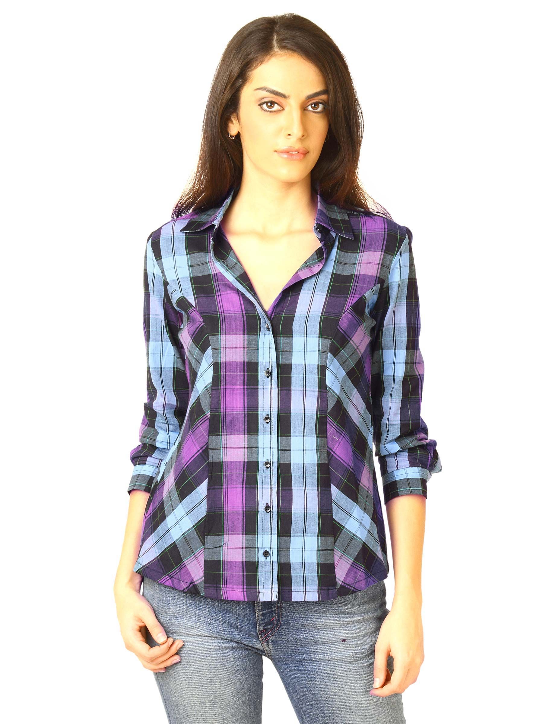 Jealous 21 Women Purple Blue Shirt