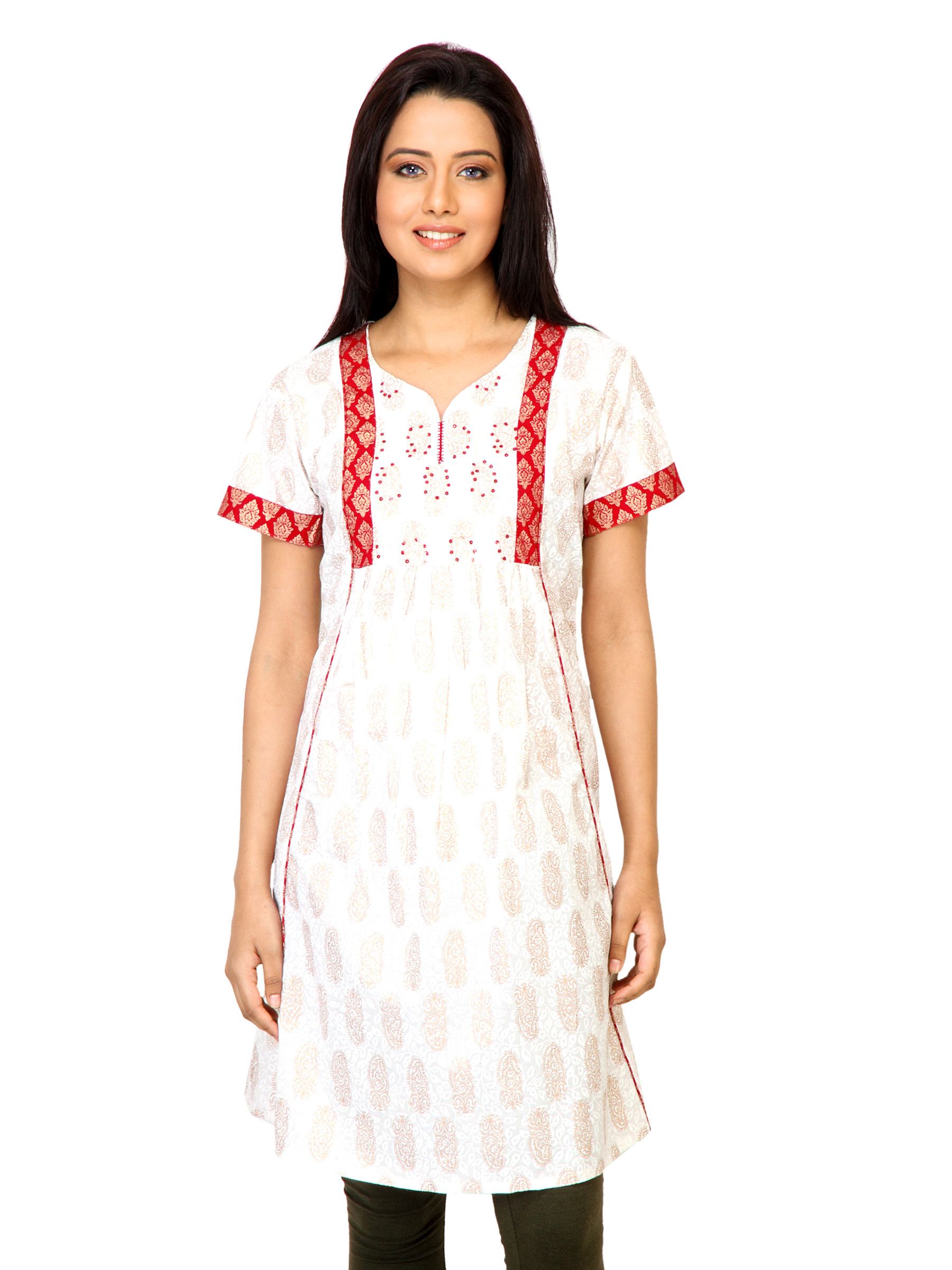 Mother Earth Women Printed White Kurta