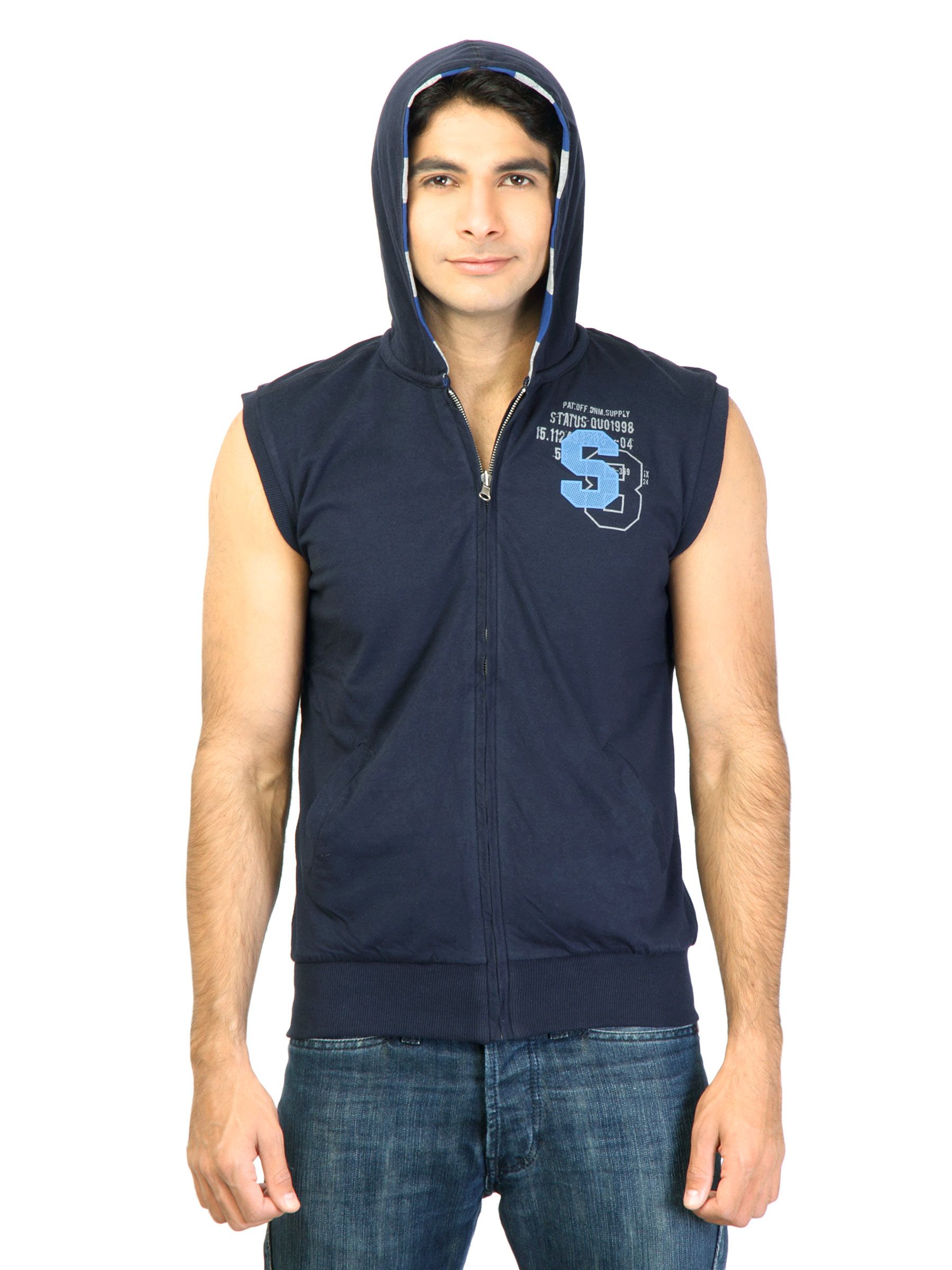Status Quo Men Solid Navy Blue Sweatshirt
