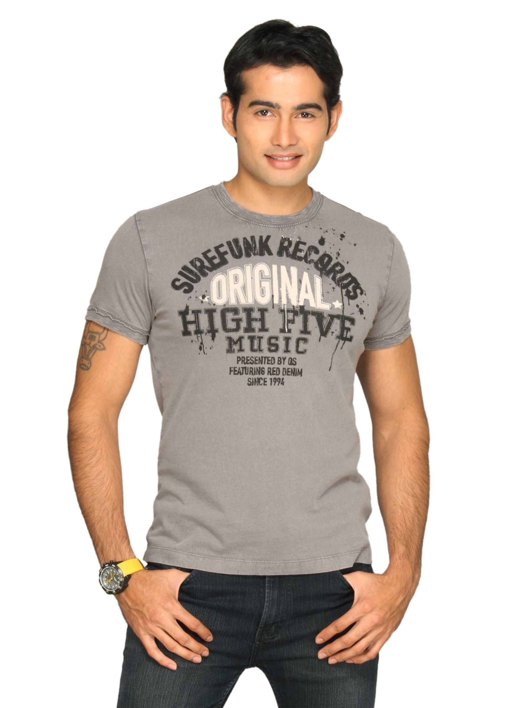s.Oliver Men's Surefunk Records Grey T-shirt