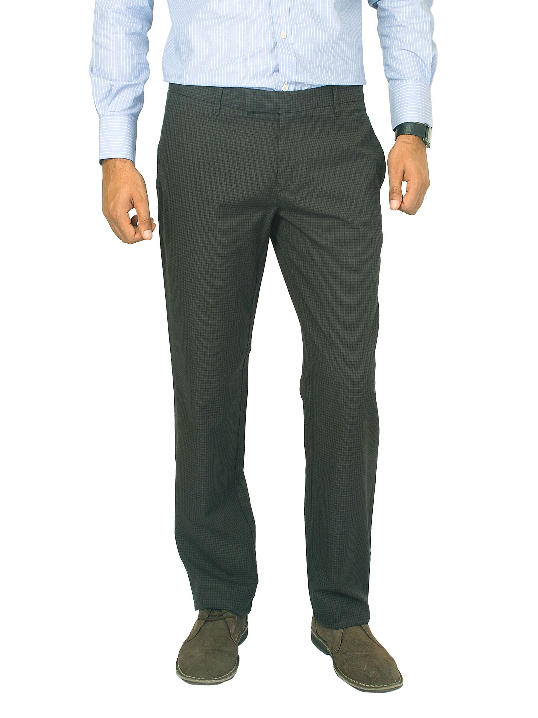 United Colors of Benetton Men Black and Brown Checked Trousers