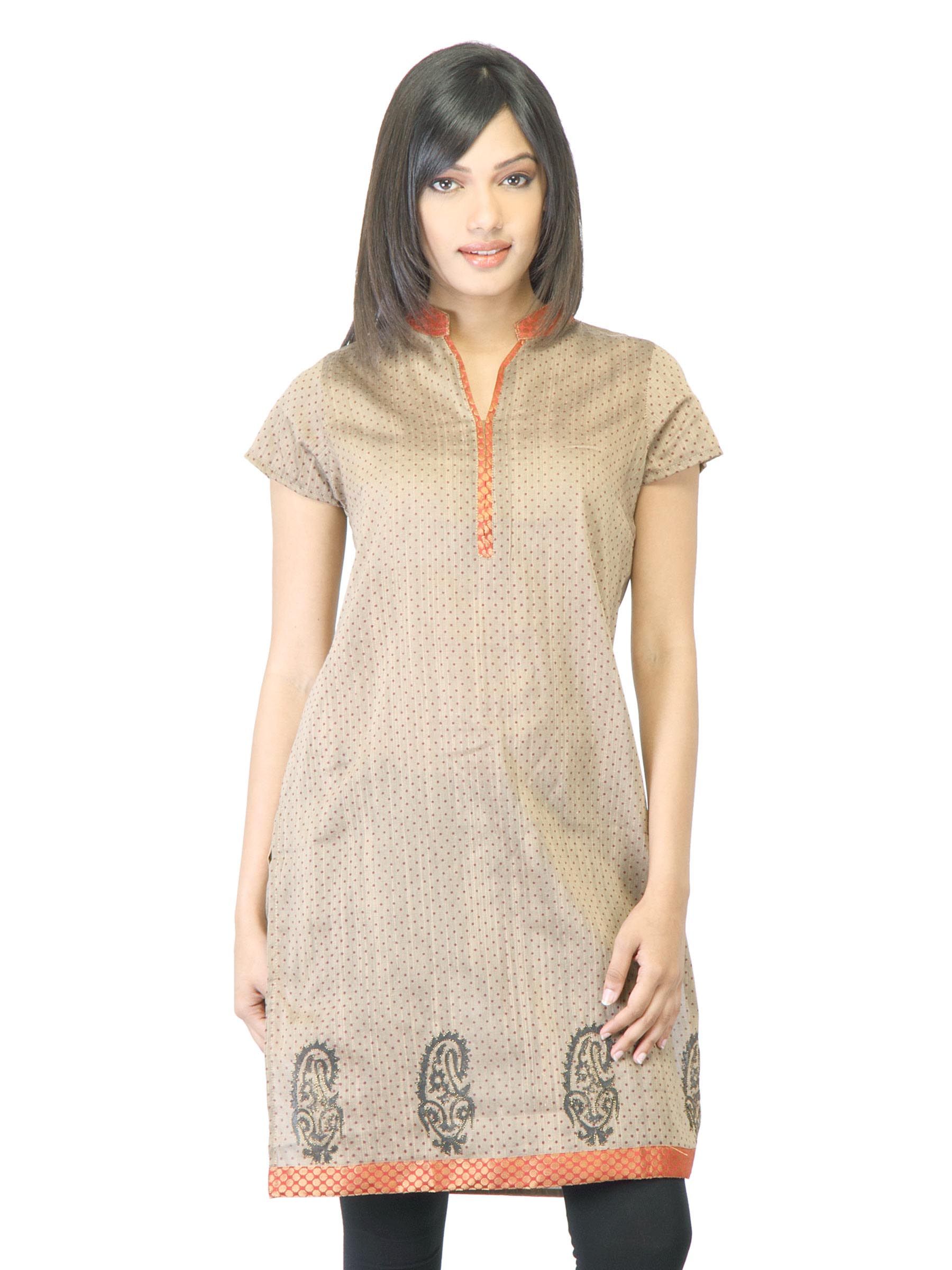 Folklore Women Brown Printed Kurta