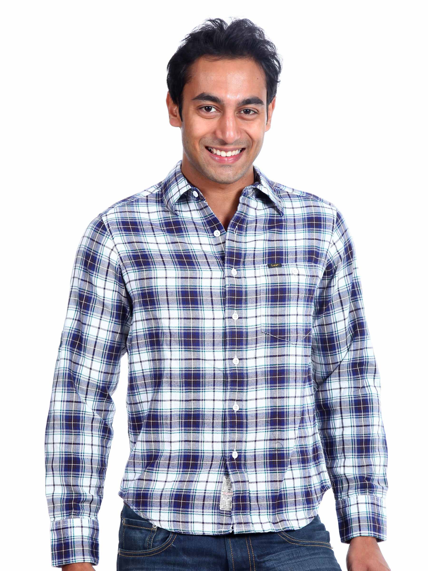 Lee Men Checks Dark Blue Shirt