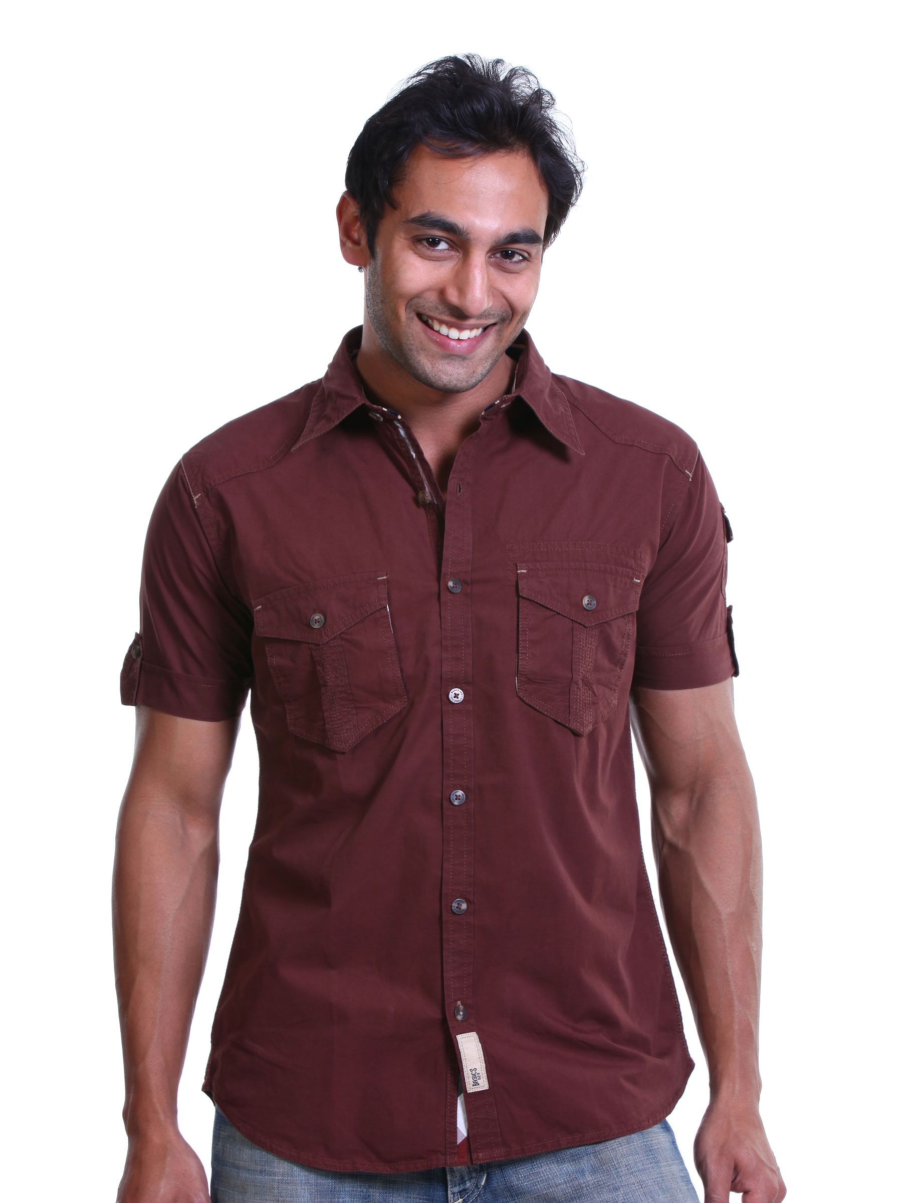 Basics Men Brown Slim Fit Shirt