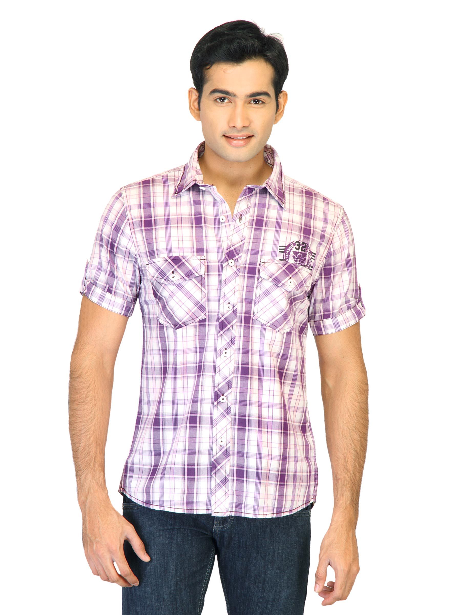 Belmonte Men Check Purple Shirts