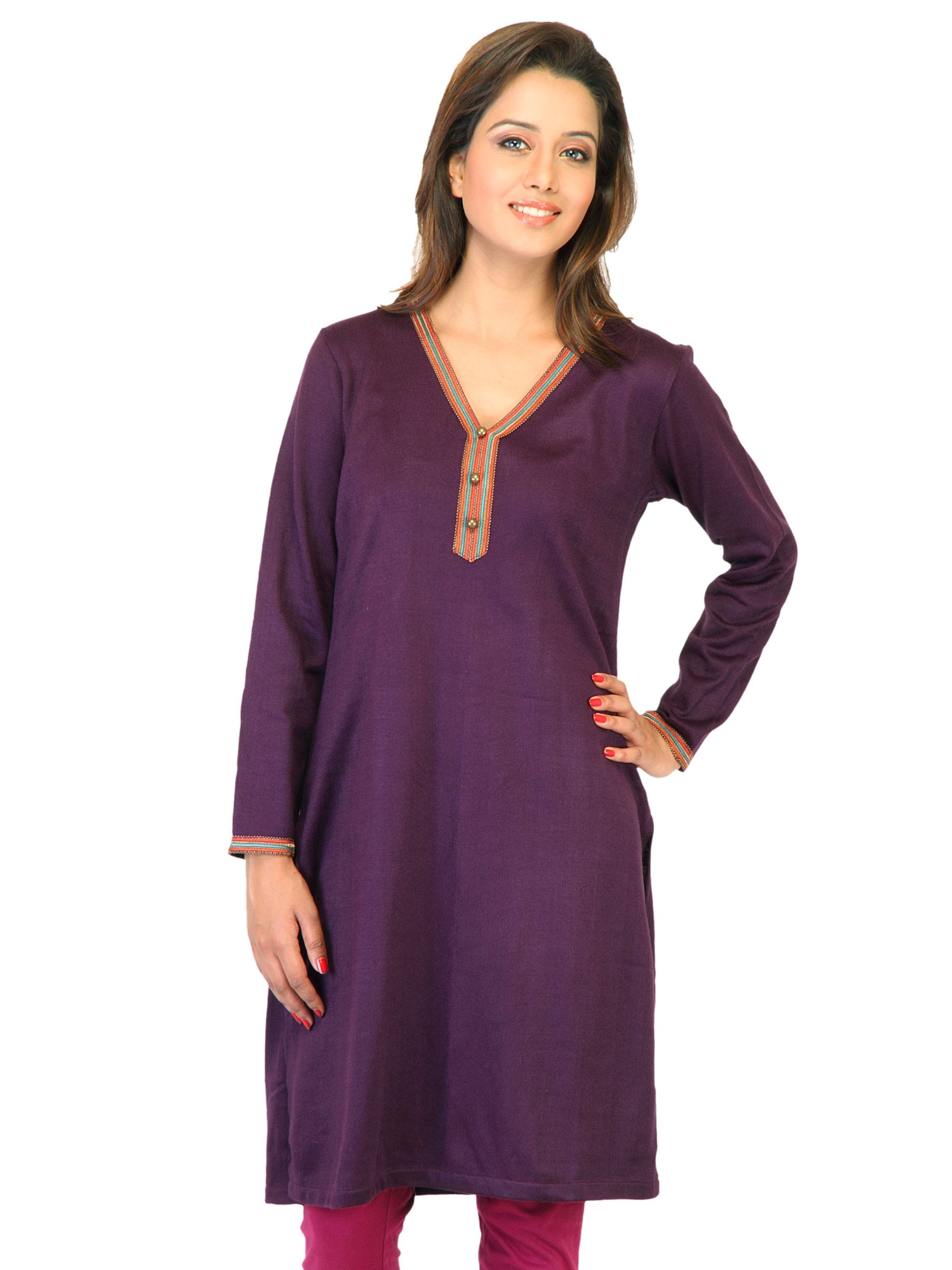 Aurelia Women Solid Purple Kurtas