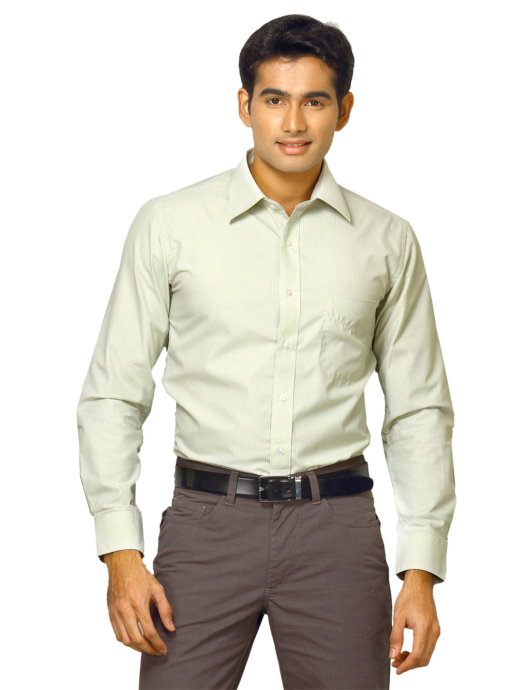 Mark Taylor Men Green Striped Shirt