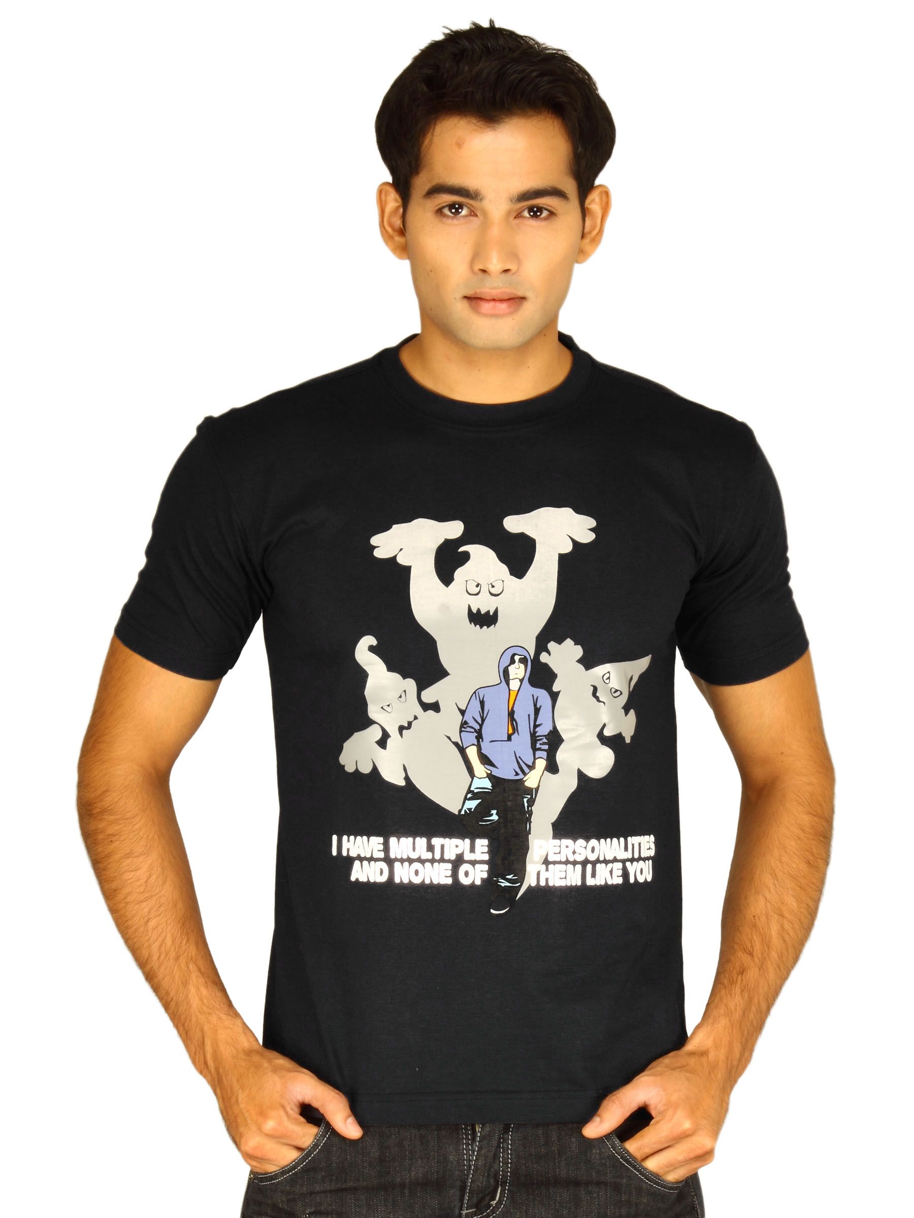 Myntra Men's I Have Multiple Personalities Black T-shirt