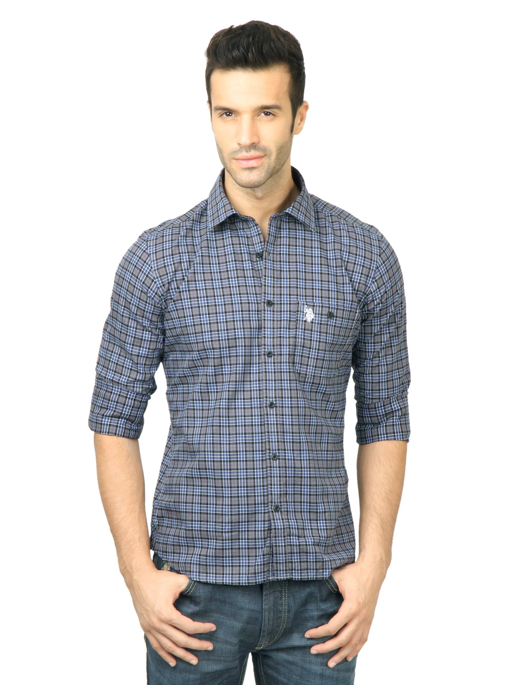 U.S. Polo Assn. Men Check Grey Shirt