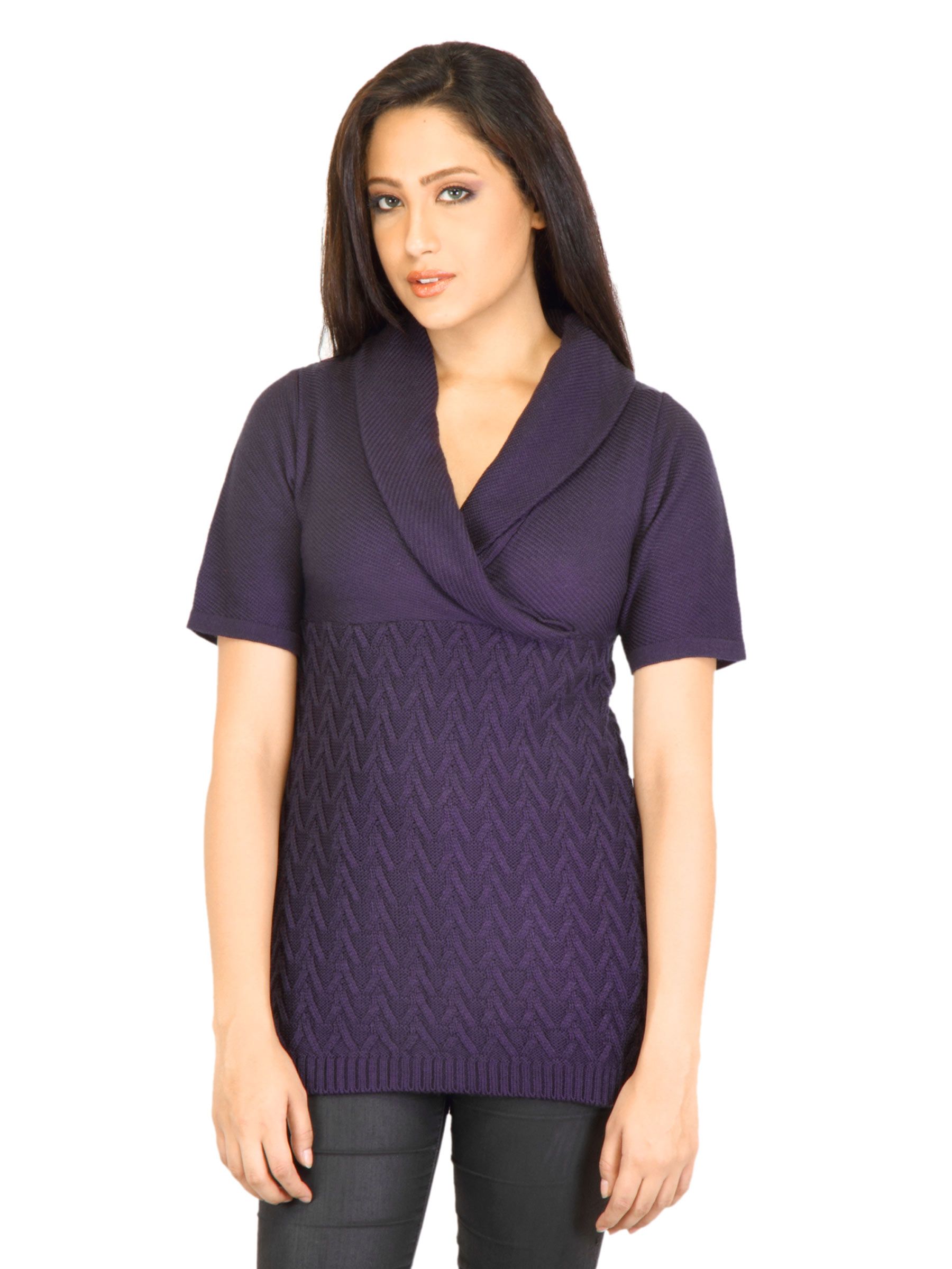 Jealous 21 Women Solid Purple Knit Top