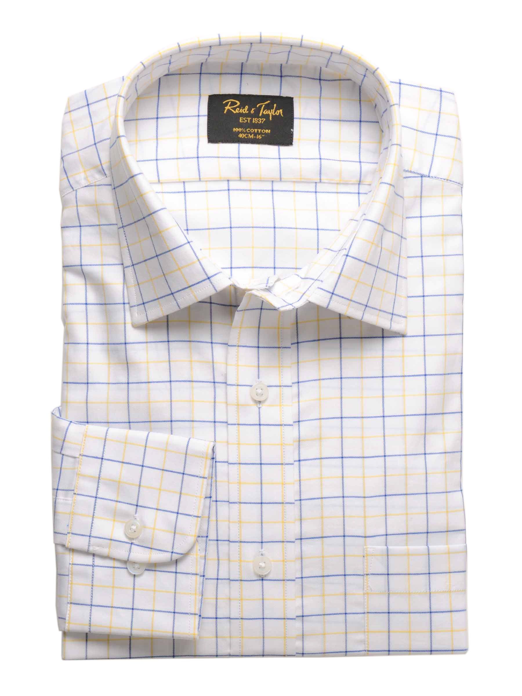 Reid & Taylor Men Check White Shirts