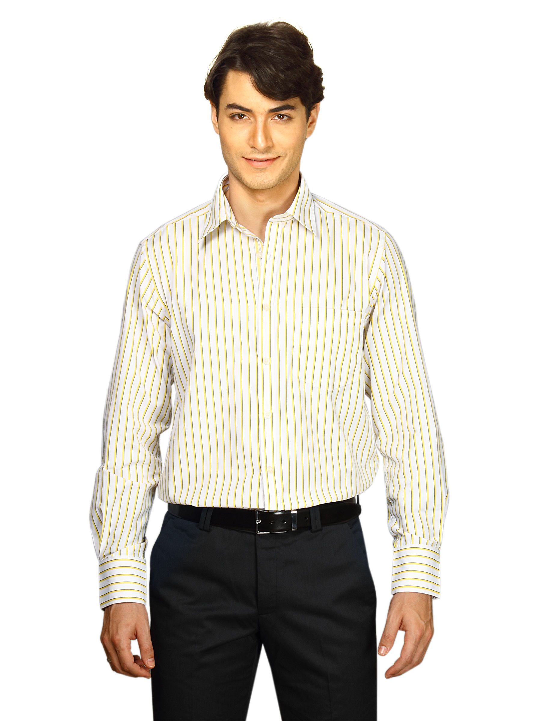 Indigo Nation Men Striped Yellow Shirt