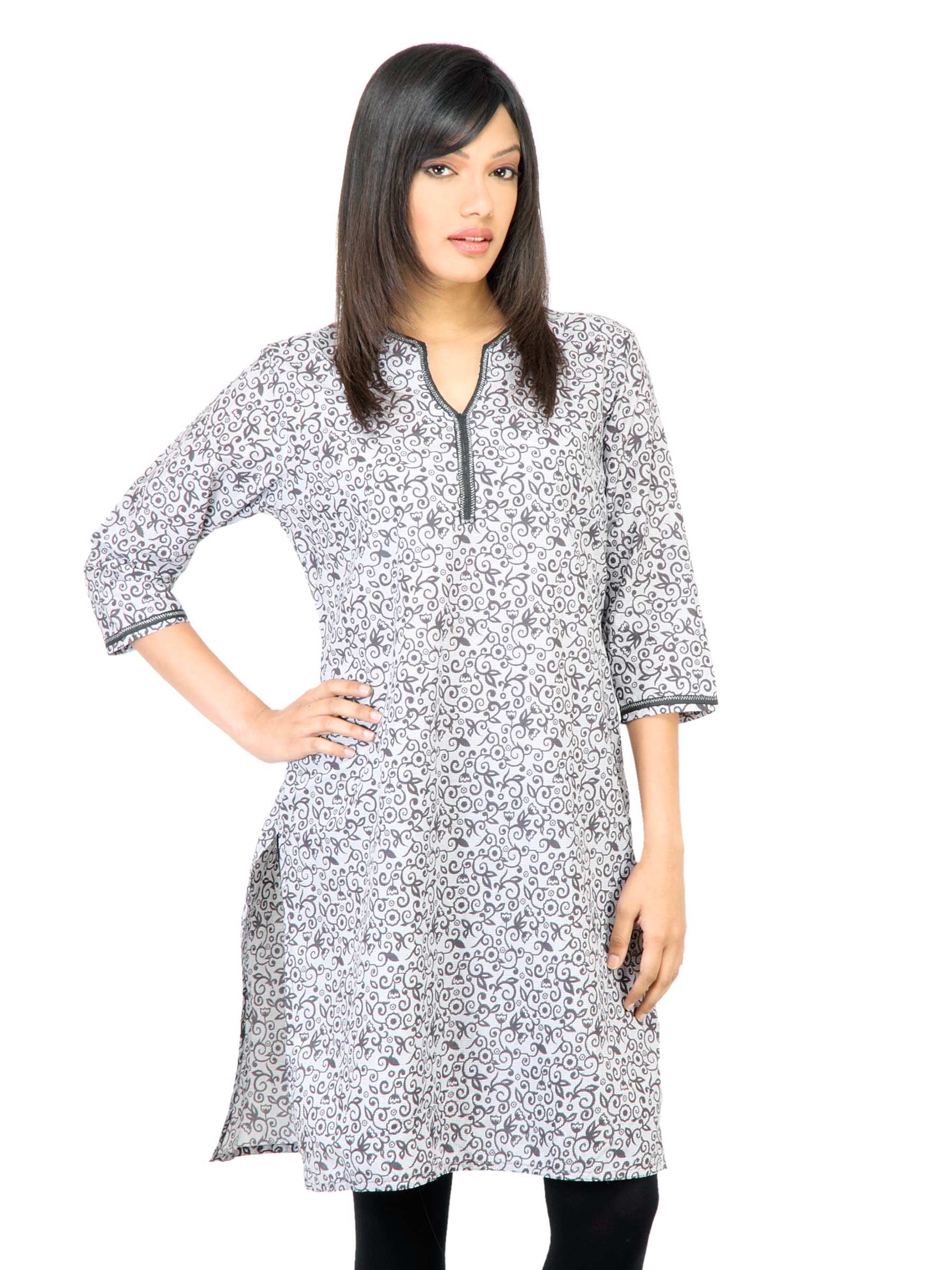 Vishudh Women Printed Dark Grey Kurta