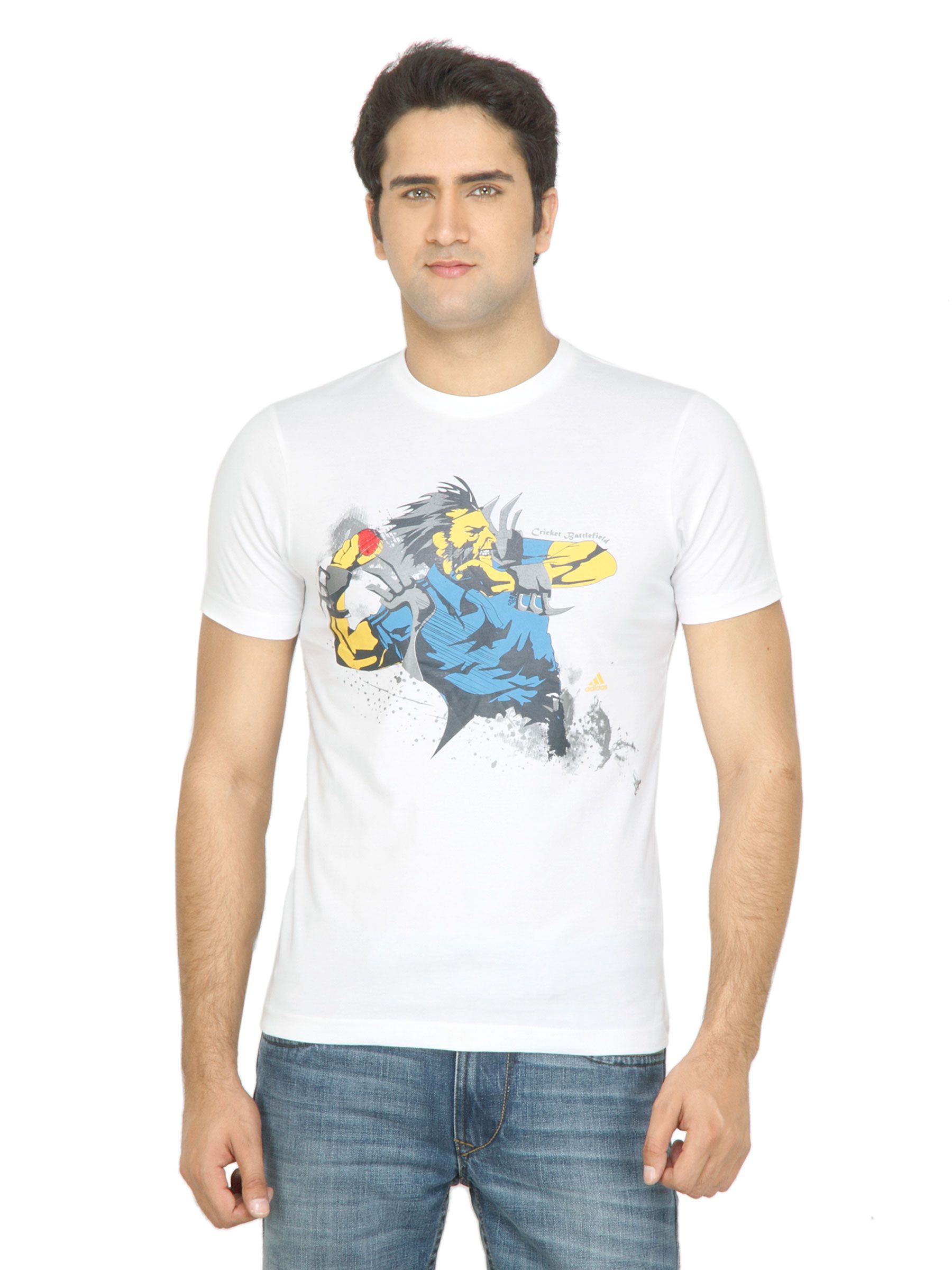 ADIDAS Men Printed White Tshirt