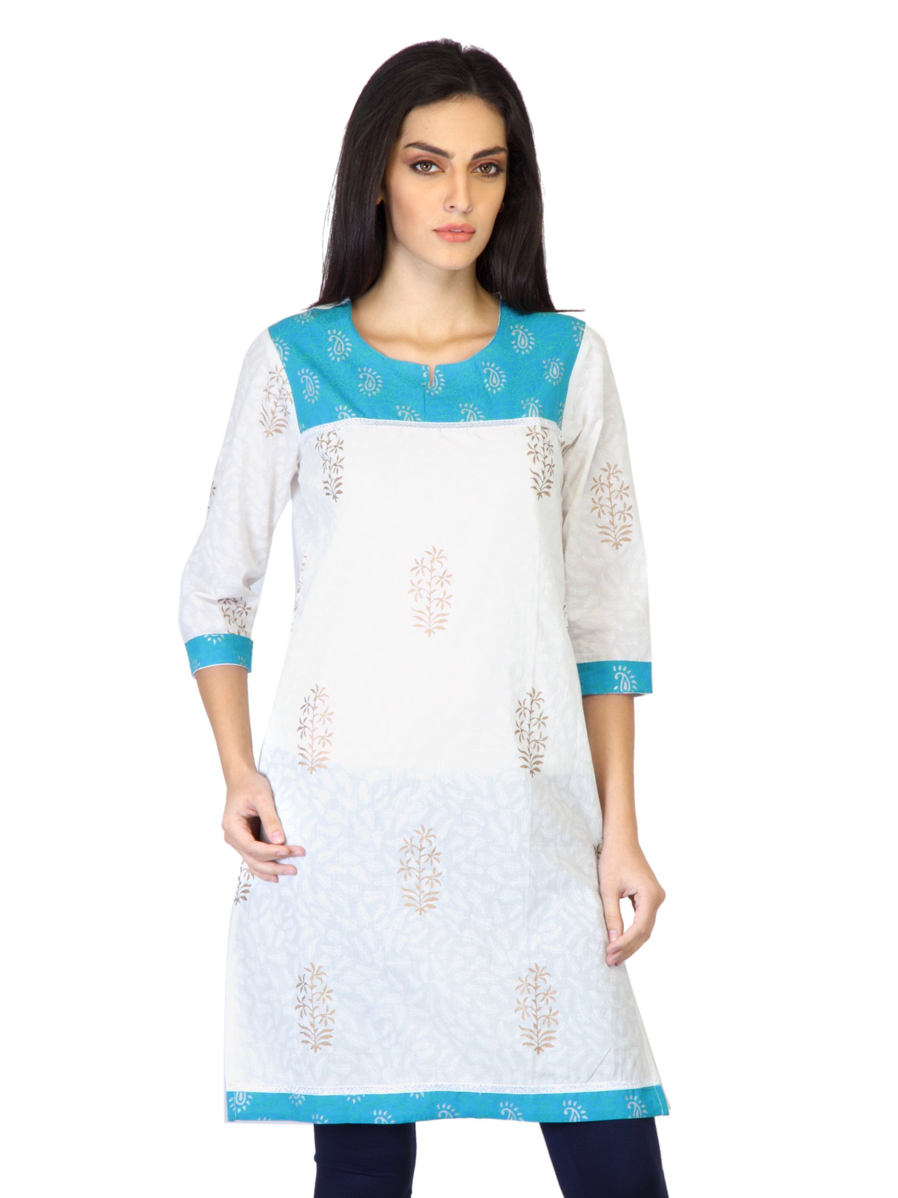 Vishudh Women White Printed Kurta