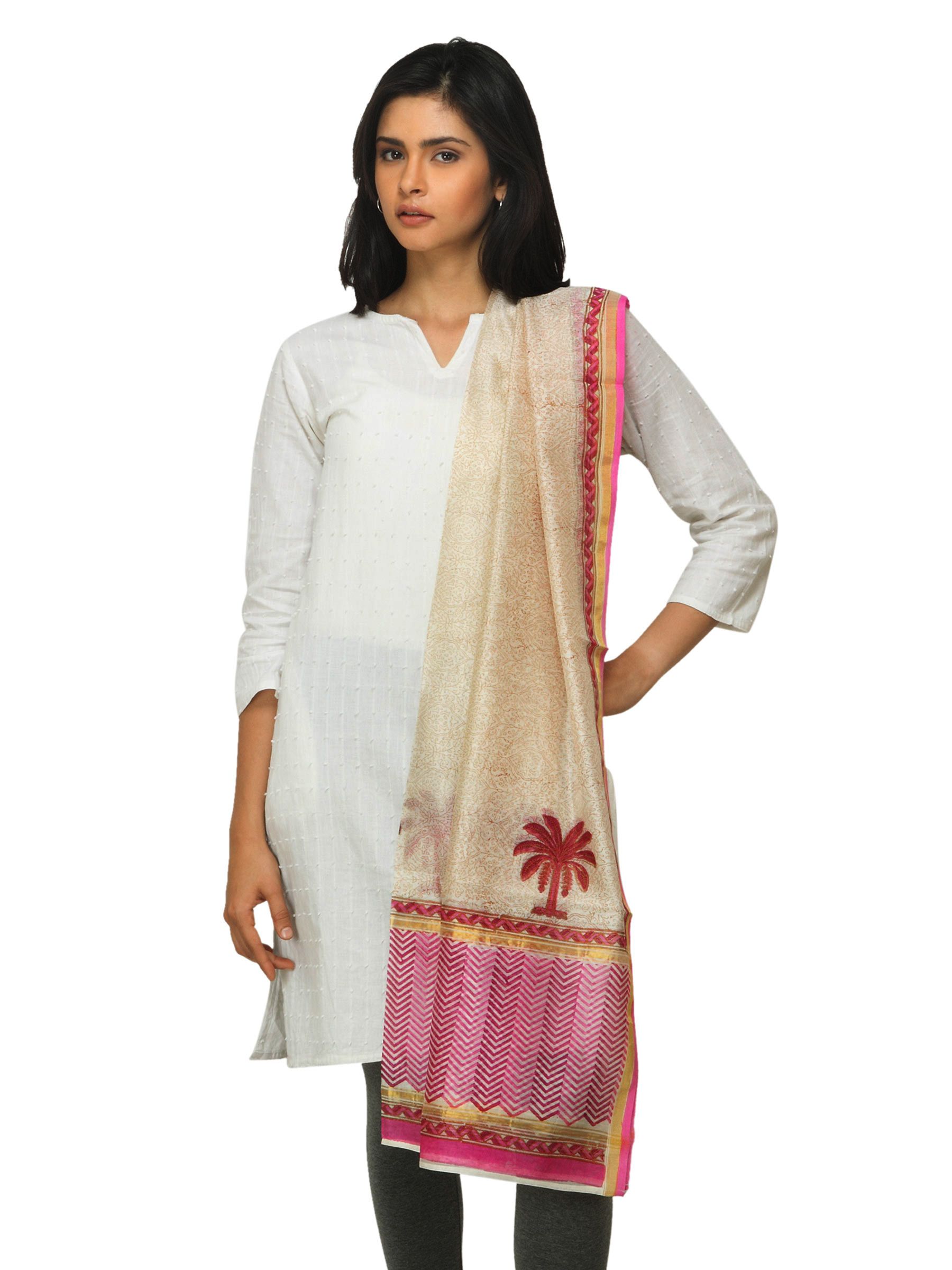 Fabindia Women Off White Chanderi Dupatta