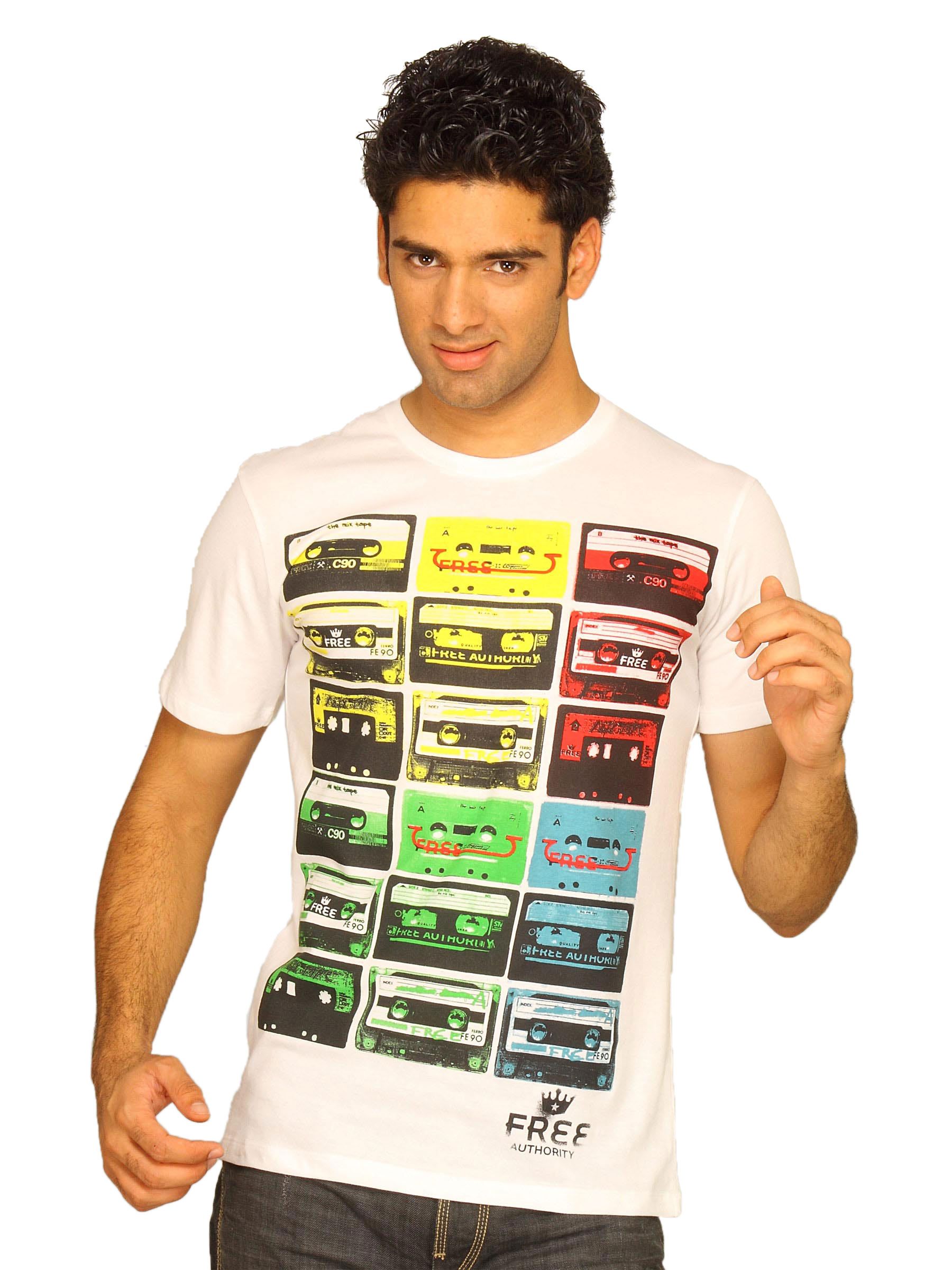 Free Authority Men's Retro Music White T-shirt