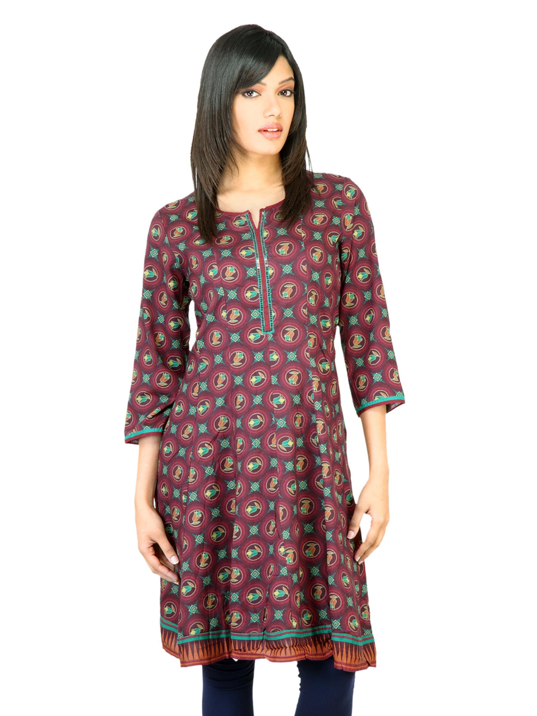 BIBA Women Printed Maroon Kurta