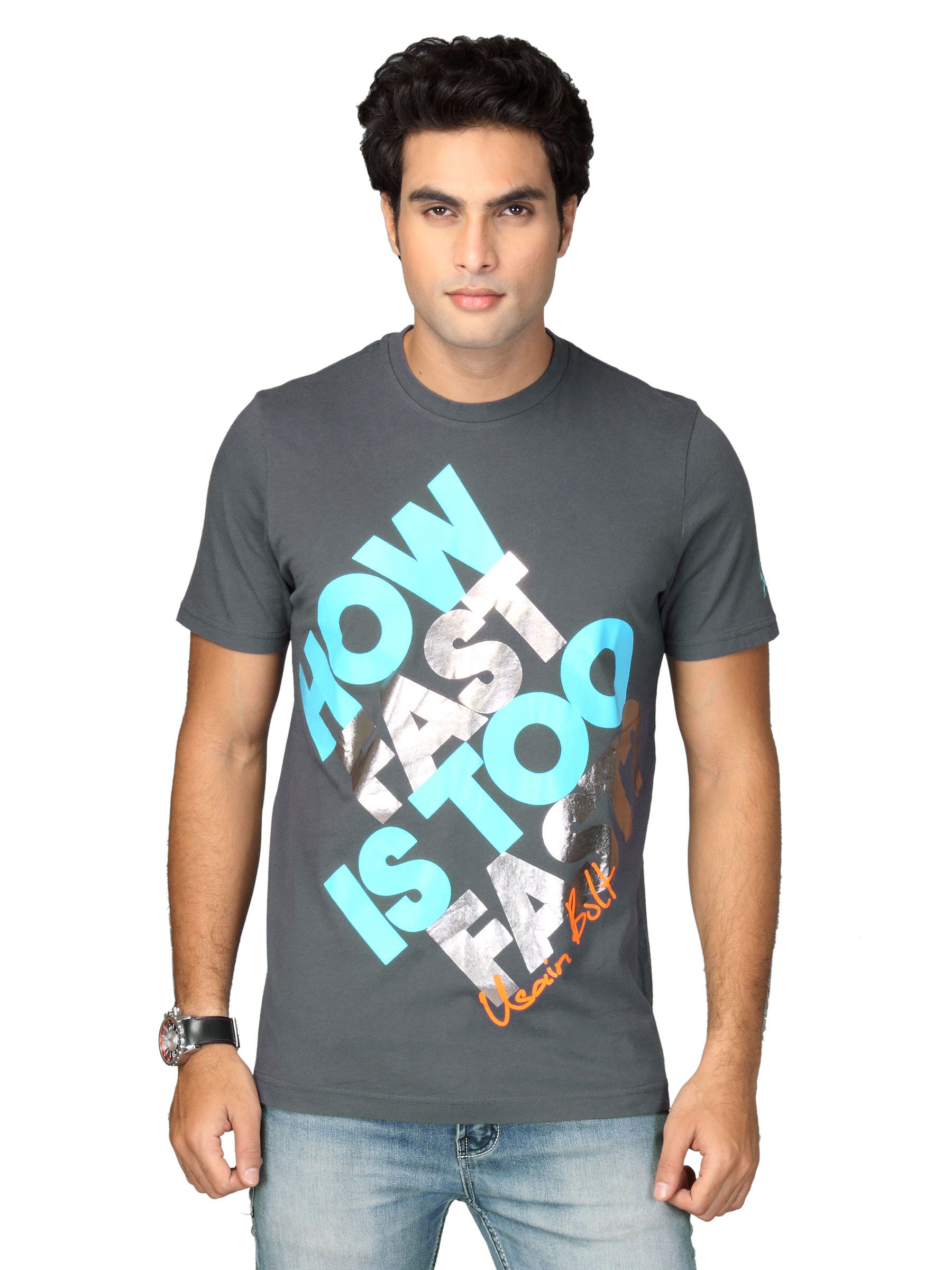 Puma Men's Slogan Grey T-shirt