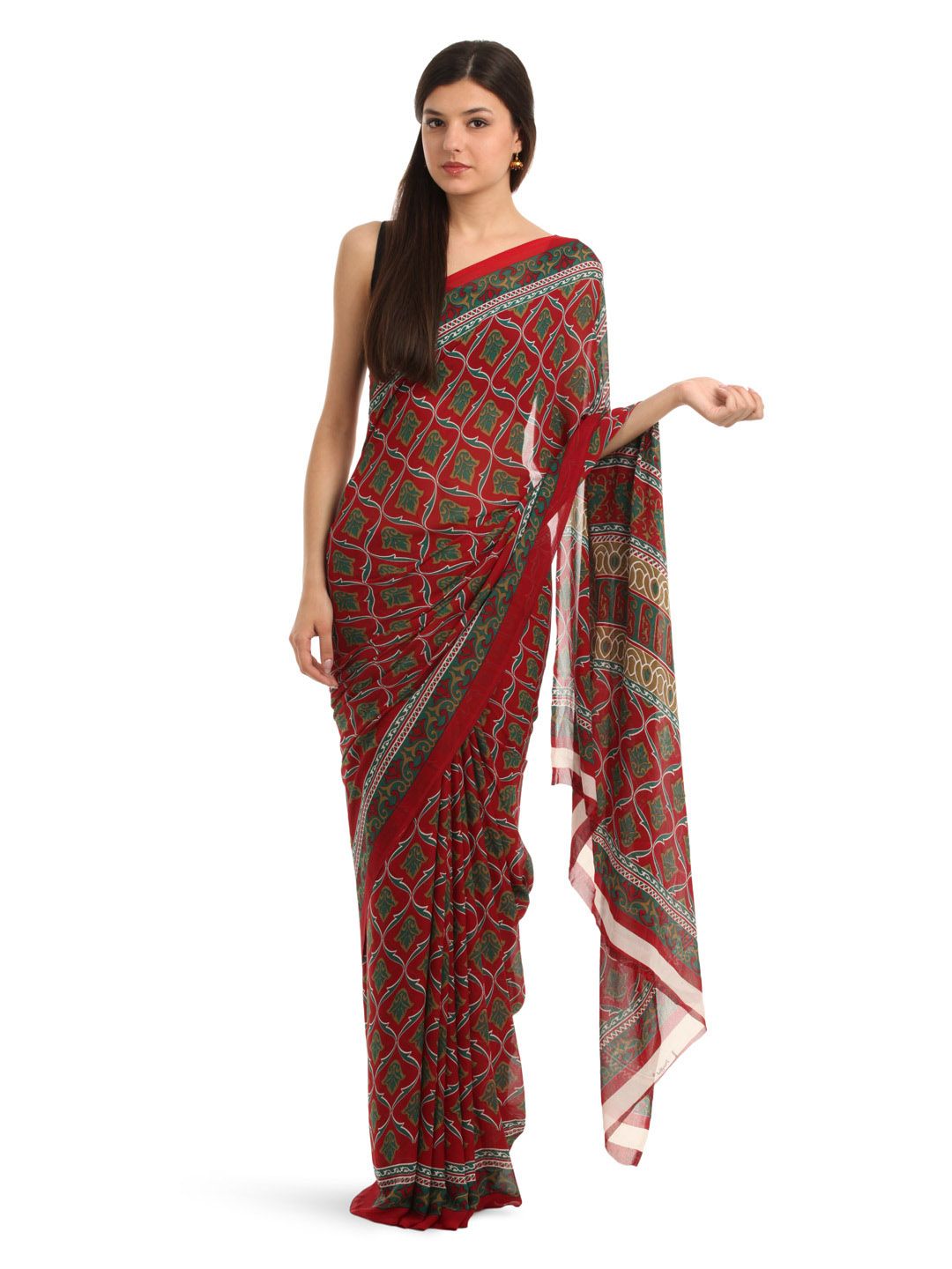 Prafful Red Georgette Printed Sari