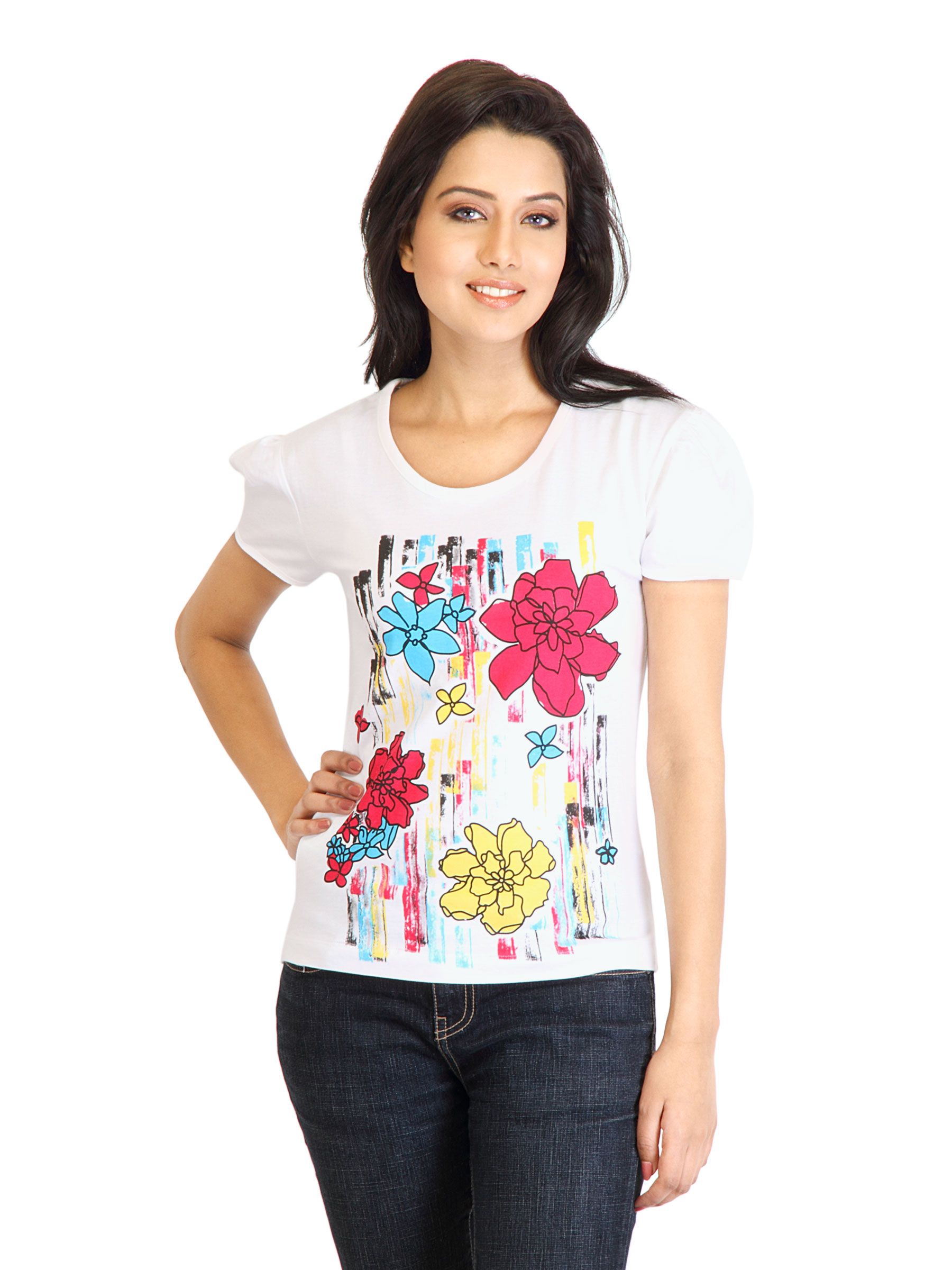 Tokyo Talkies Women Printed White Top