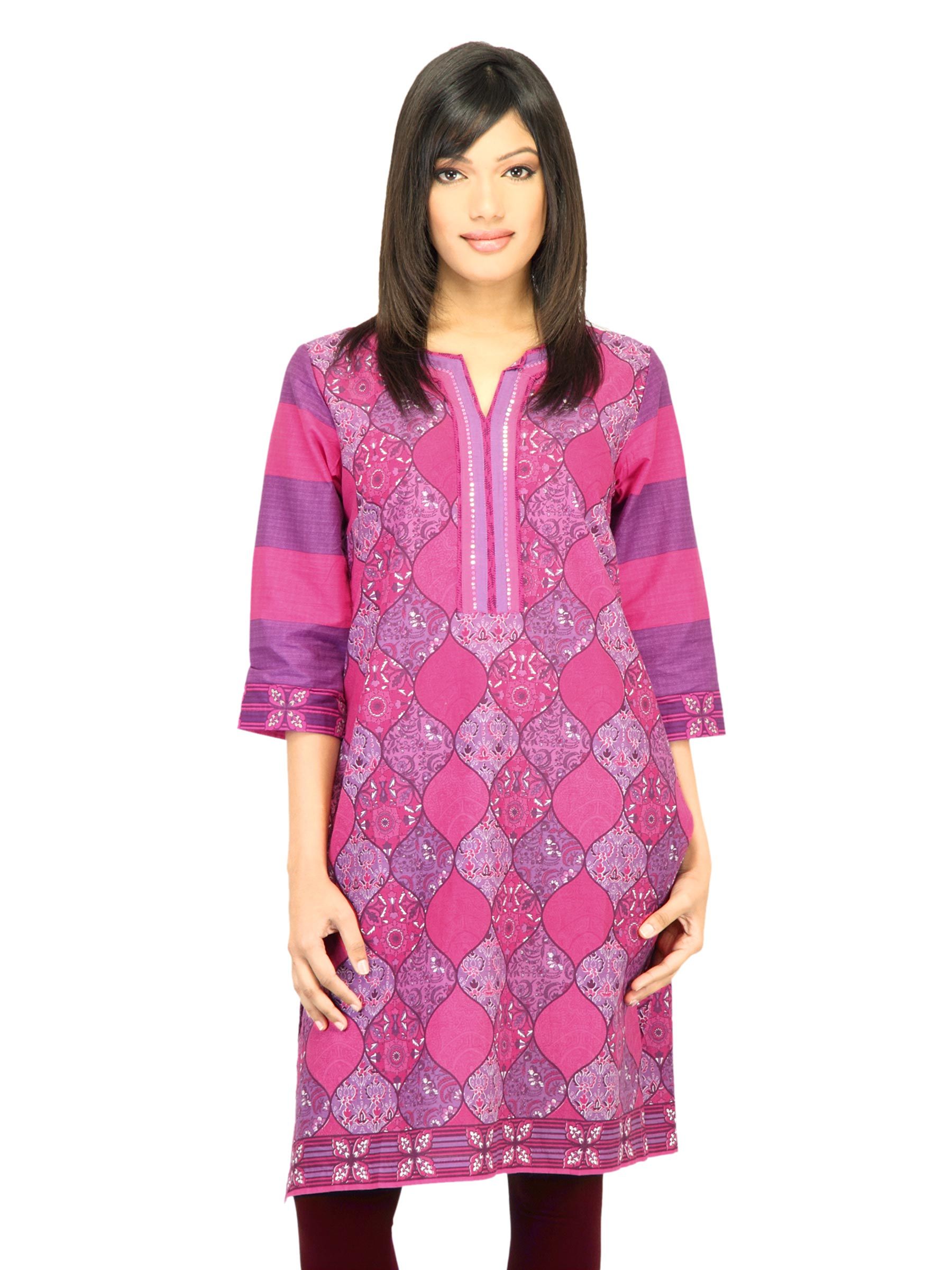 BIBA Women Printed Pink Kurta