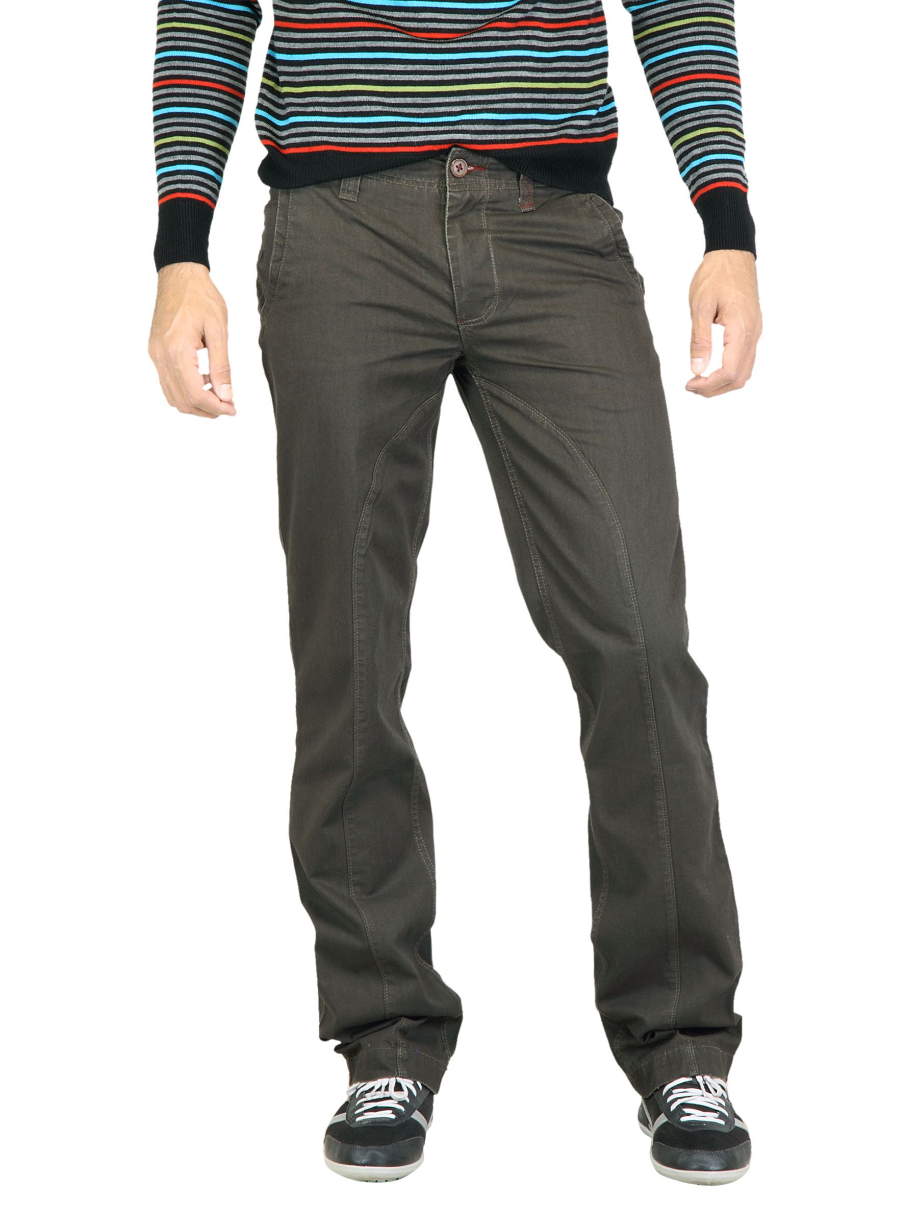 Probase Men Solid Brown Trouser