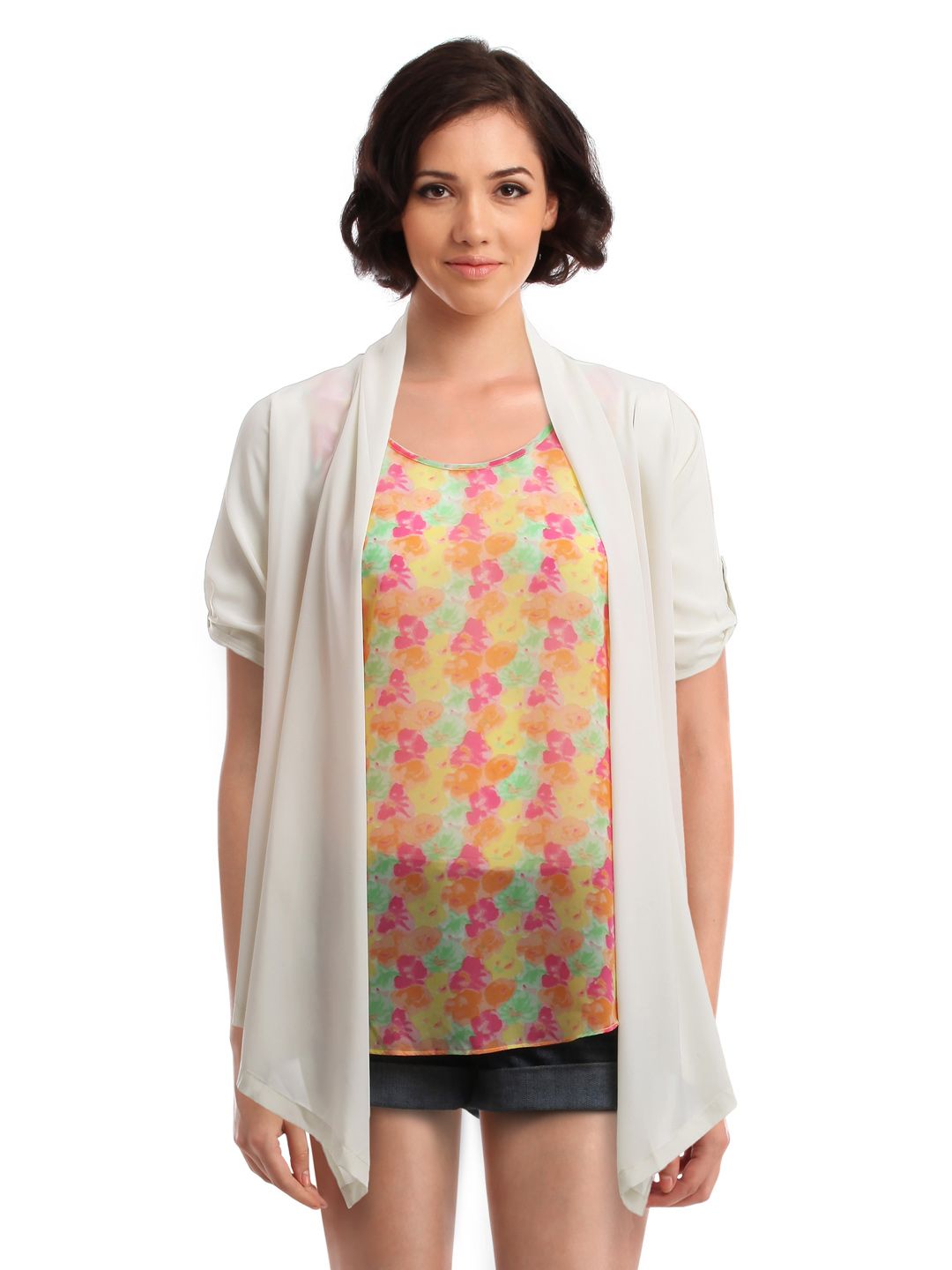 Femella Women Off White Summer Cape Top