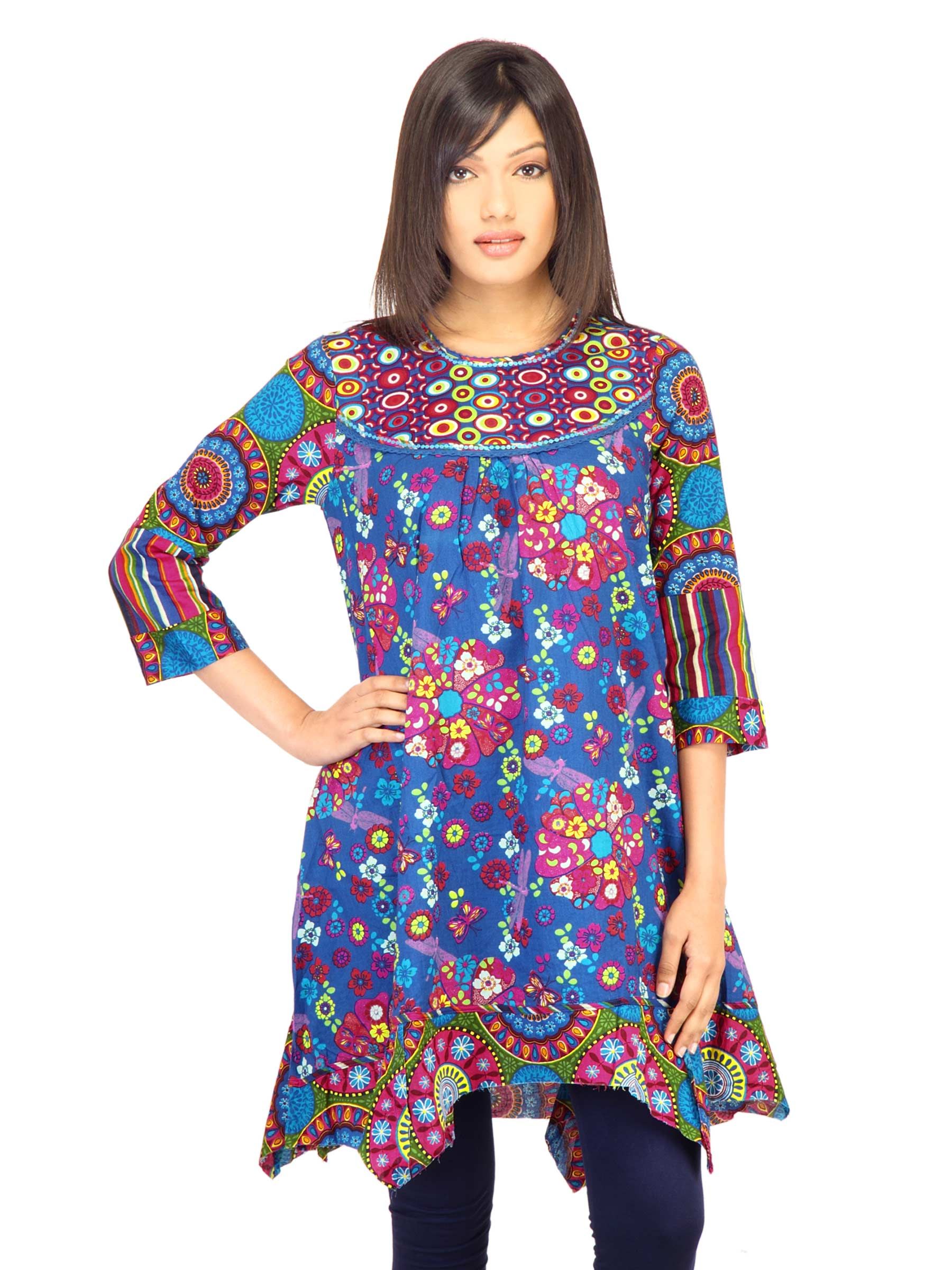BIBA Women Printed Blue Kurta