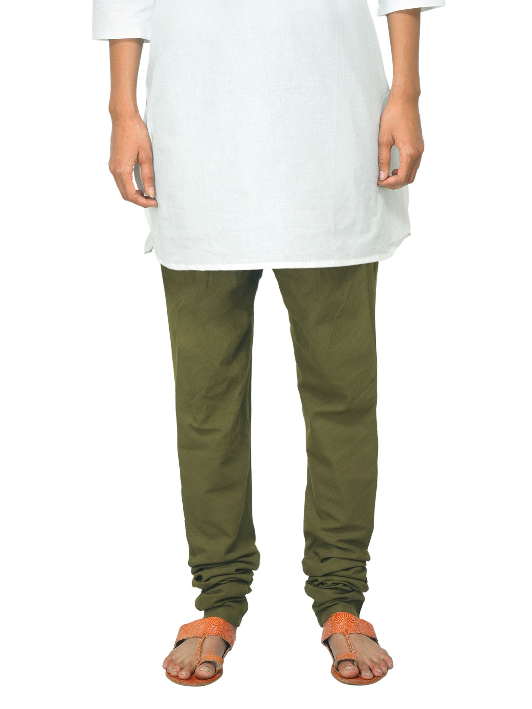 Fabindia Women Olive Cambric Churidar